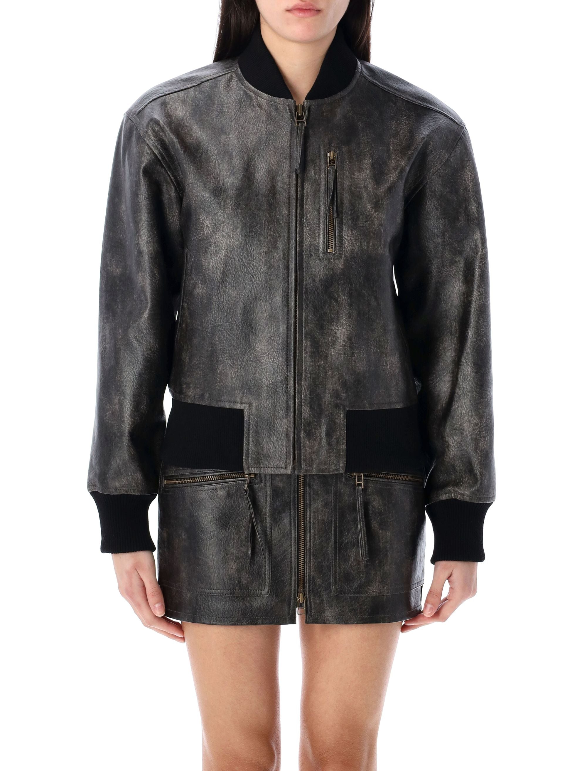 ISABEL MARANT ETOILE Mini Leather Bomber Jacket