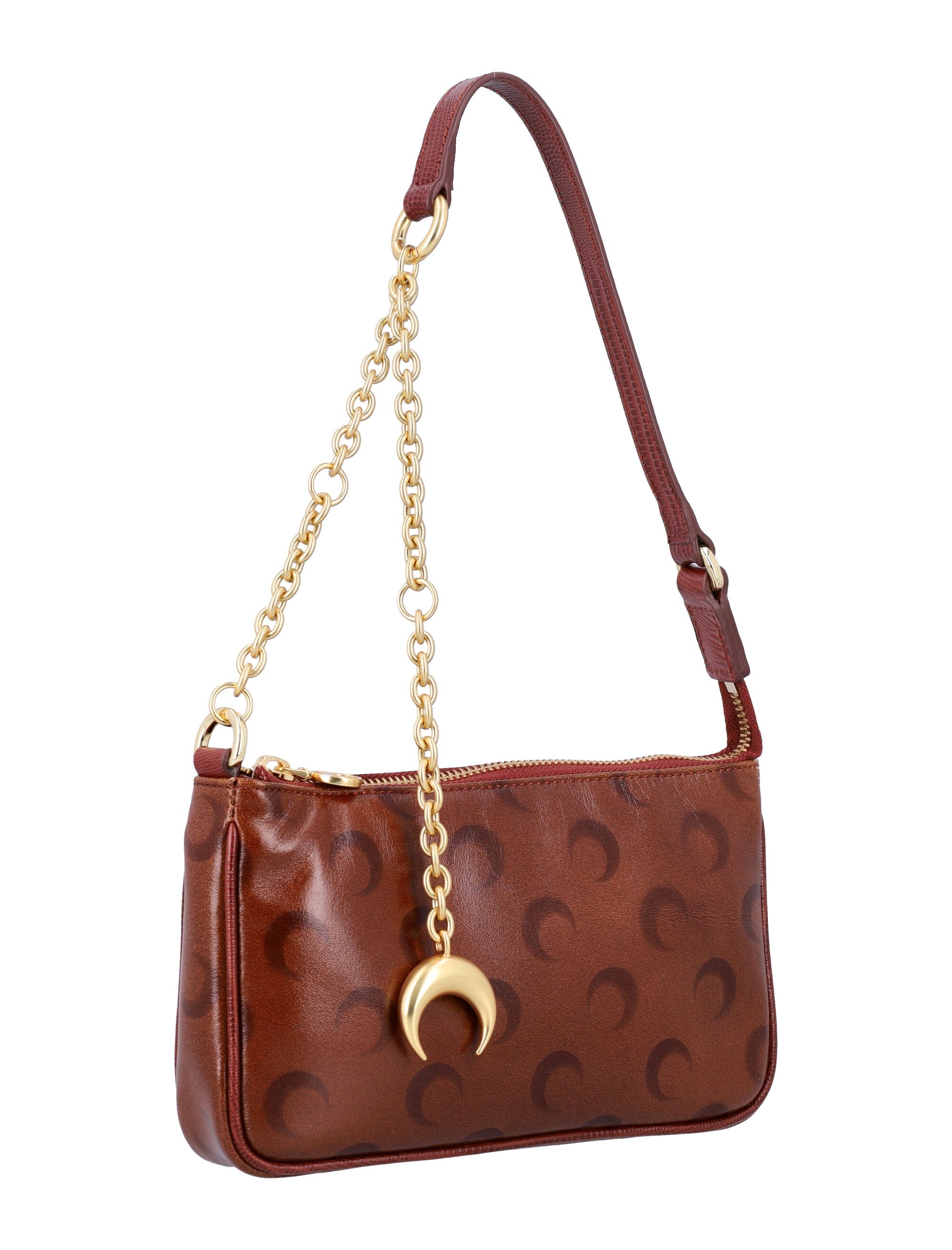 MARINE SERRE Mini Moon Print Leather Bag with Adjustable Strap