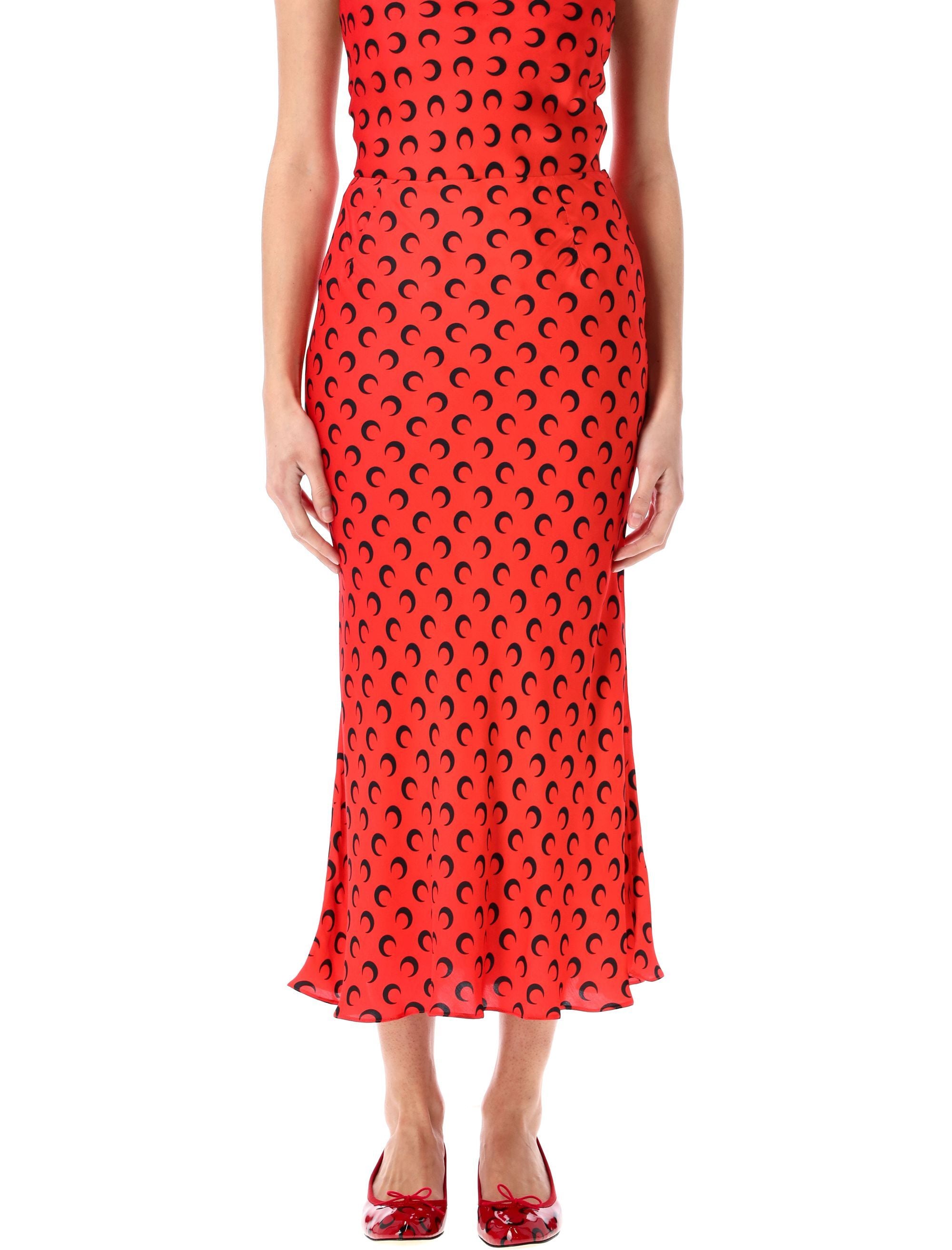 MARINE SERRE Flared Hem Moon Satin Midi Skirt - Size 36