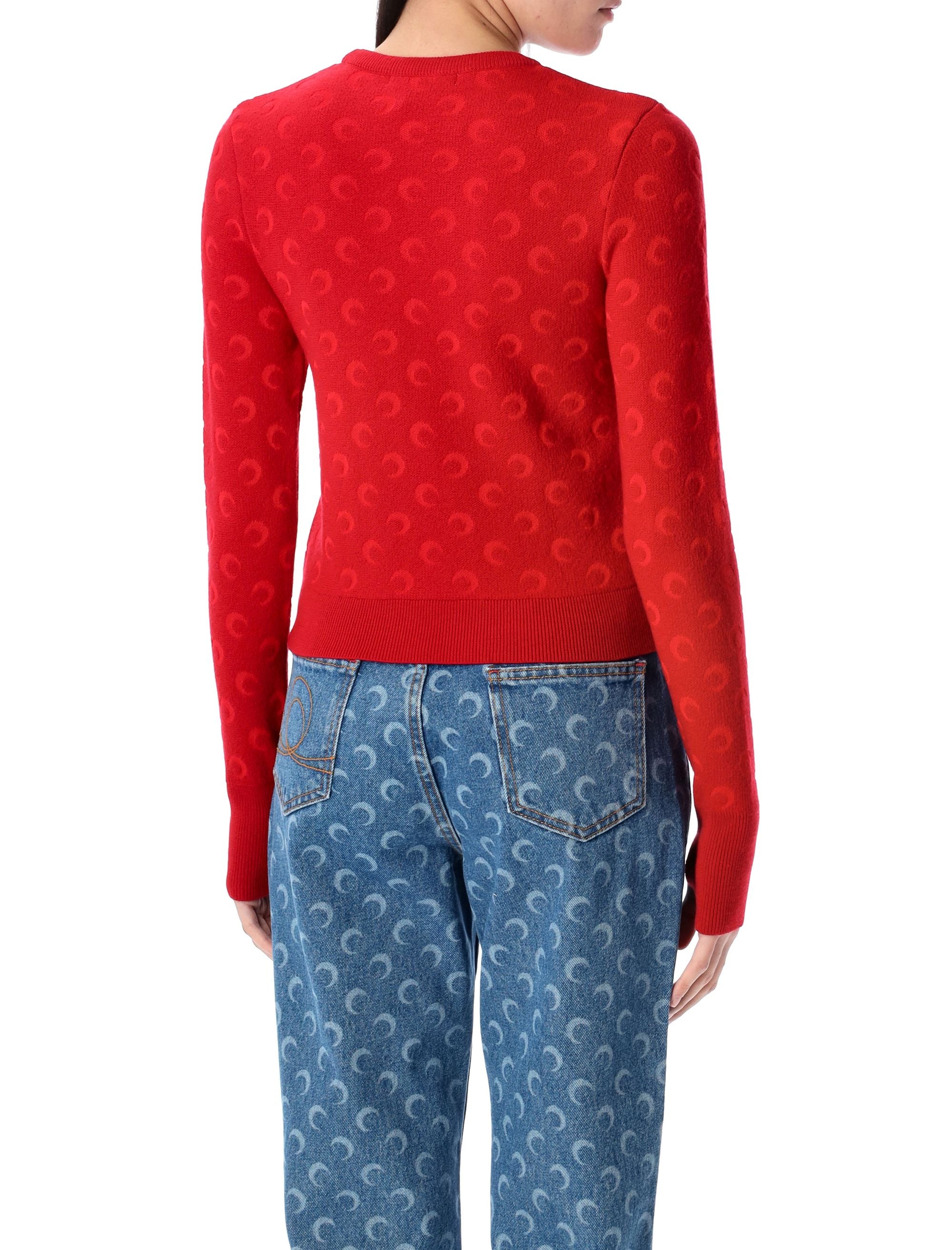 MARINE SERRE Fitted Jacquard Knit Sweater with Moon Motif - Size S