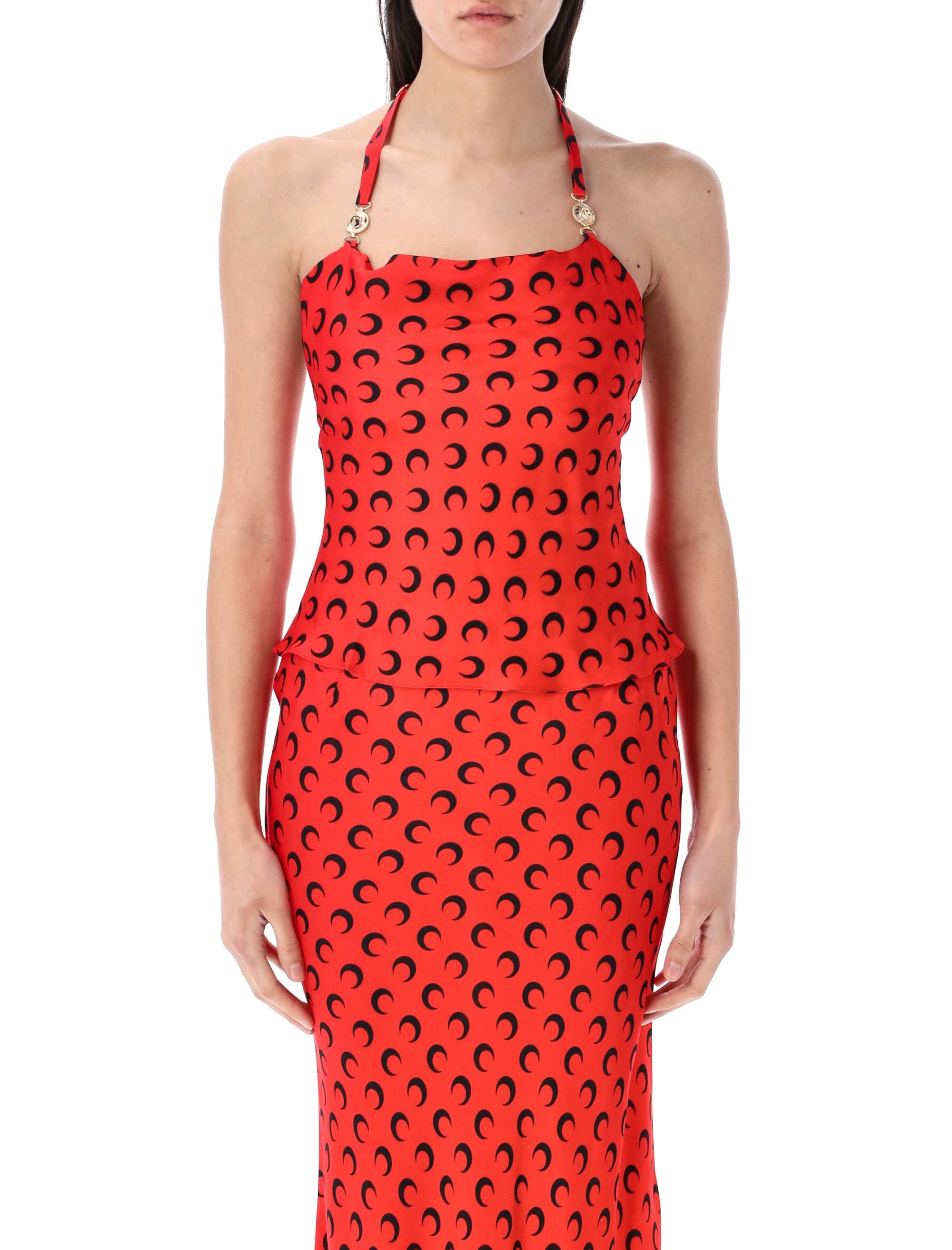 MARINE SERRE Moon Satin Mini Top - Women’s Adjustable Cowl Neck