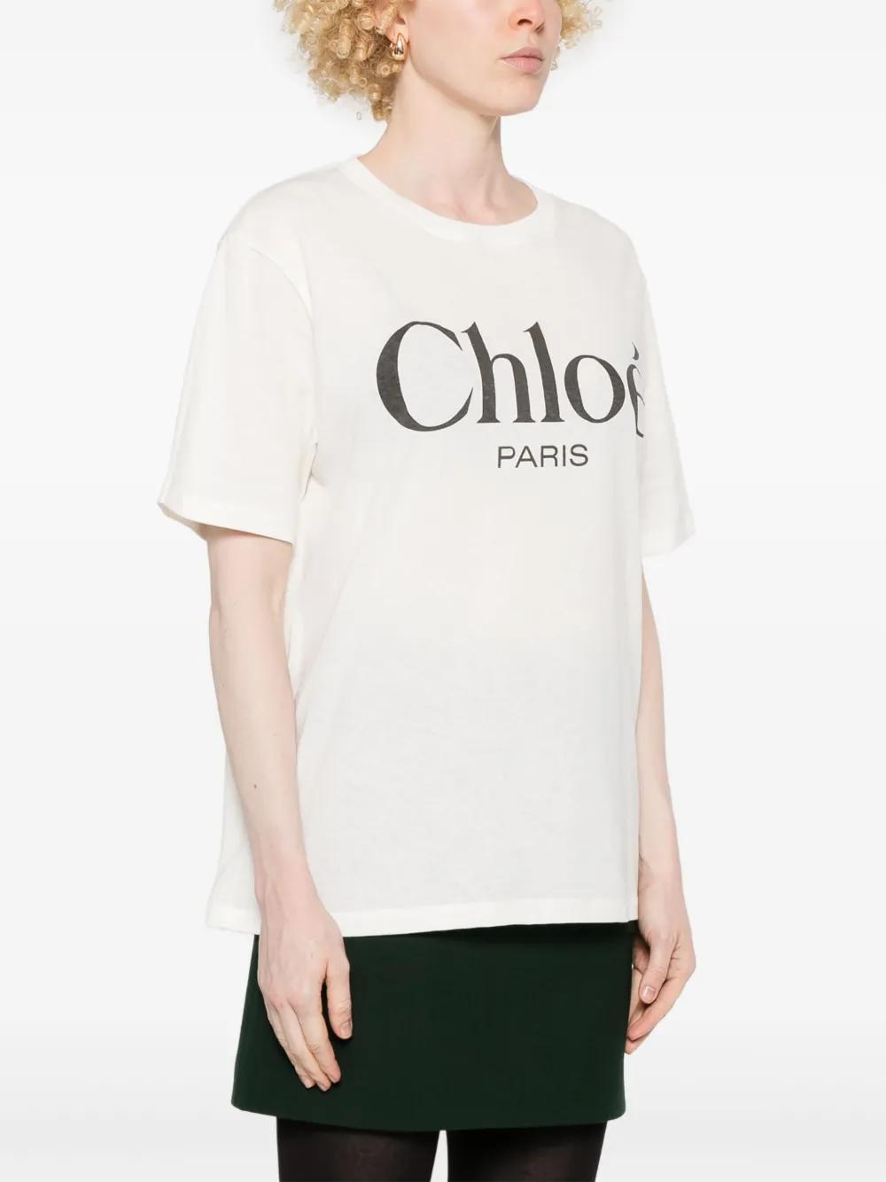 CHLOÉ Leather Logo T-Shirt - Size S