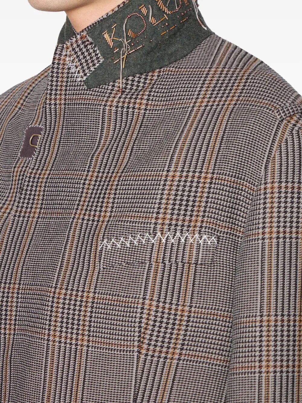 KOLOR Men's Split Double Breasted Wool Blend Jacket