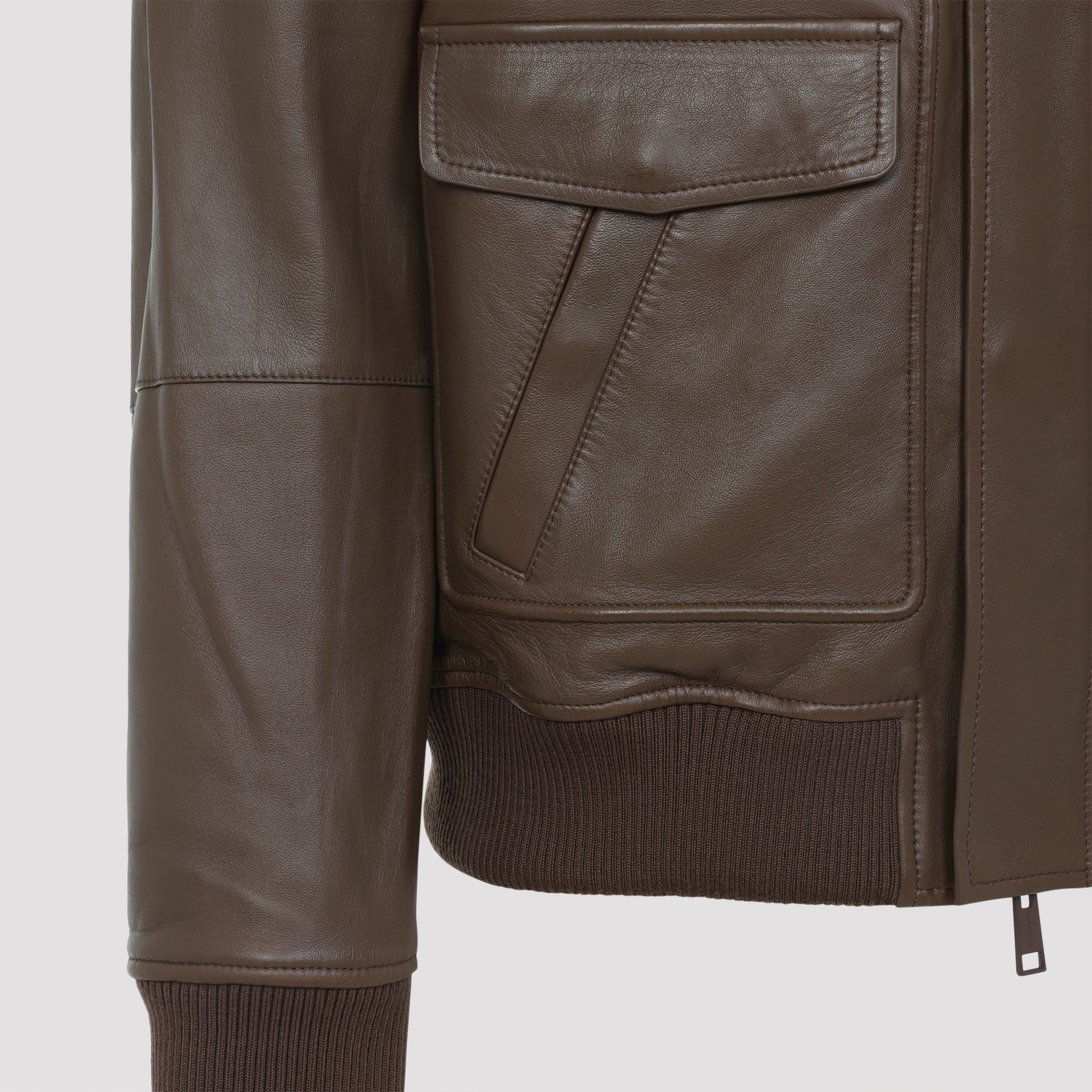 YVES SALOMON Men's Lamb Leather Jacket with Pointed Furry Collar