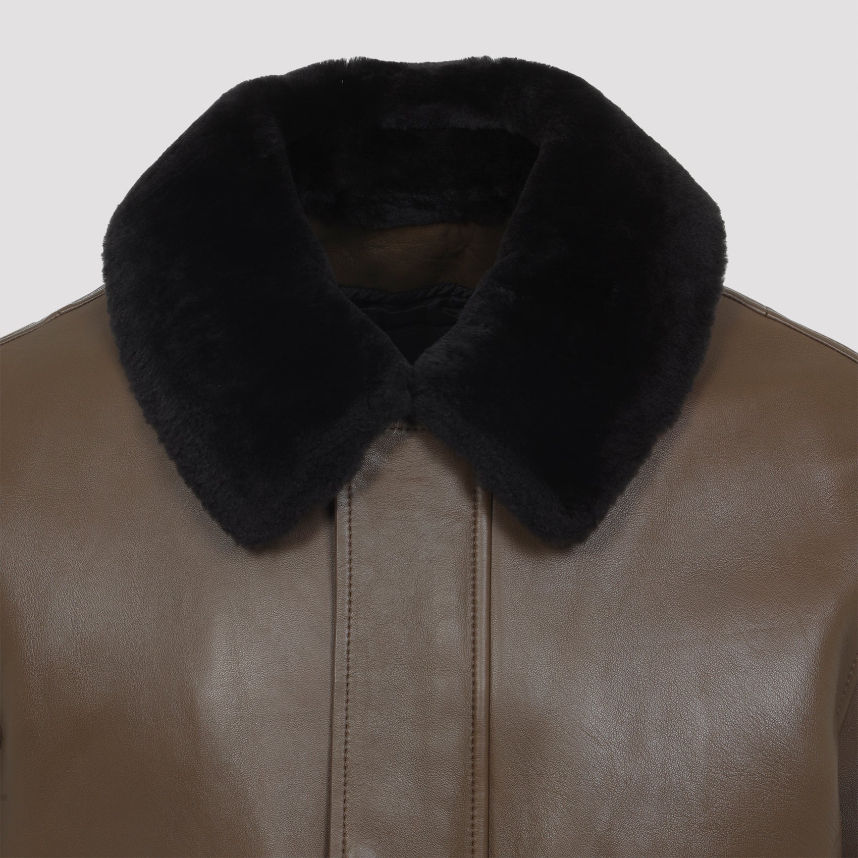 YVES SALOMON Men's Lamb Leather Jacket with Pointed Furry Collar