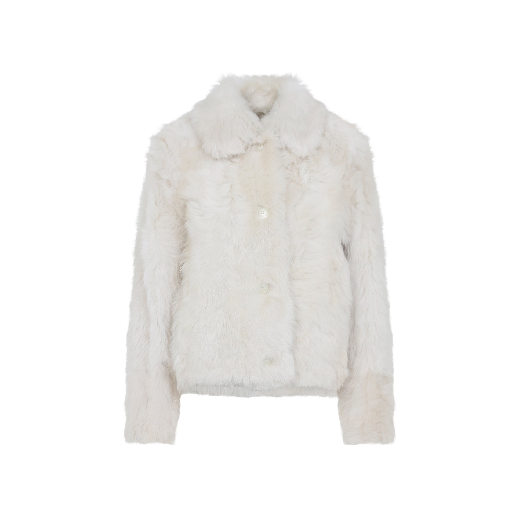 YVES SALOMON Lamb Fur Jacket with Pointed Collar for Women