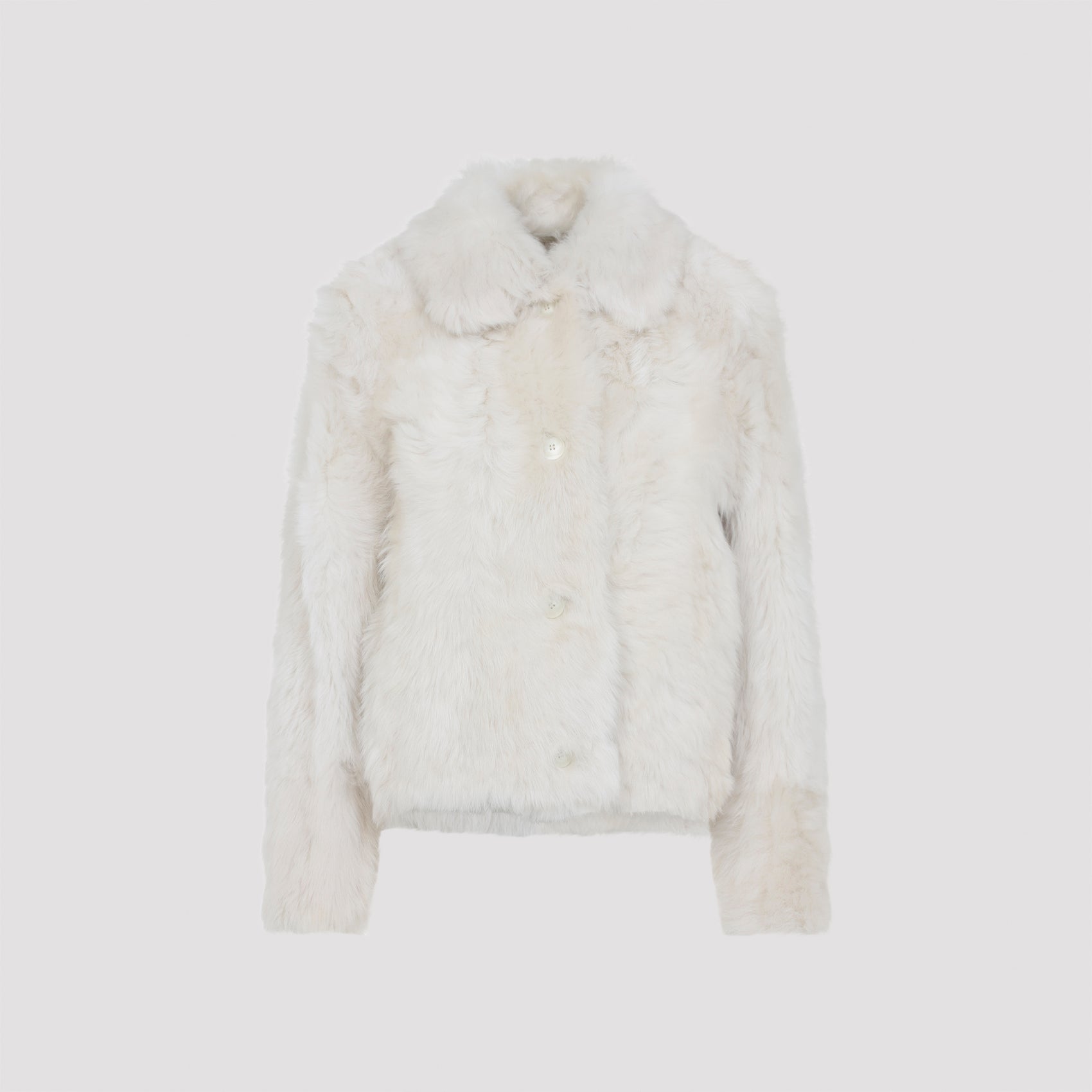 YVES SALOMON Lamb Fur Jacket with Pointed Collar for Women