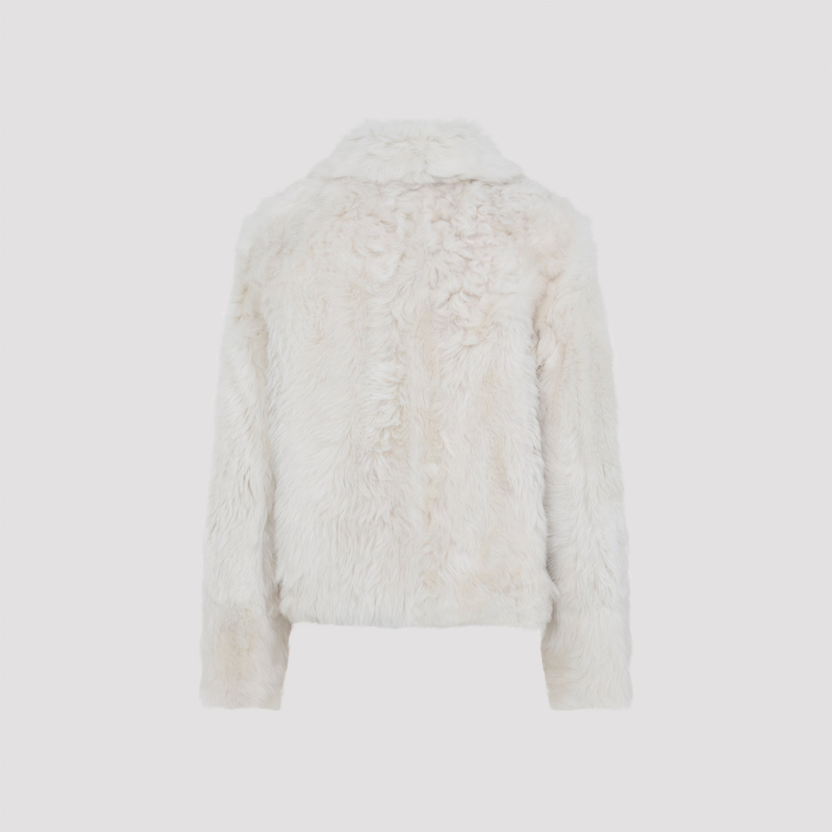 YVES SALOMON Lamb Fur Jacket with Pointed Collar for Women