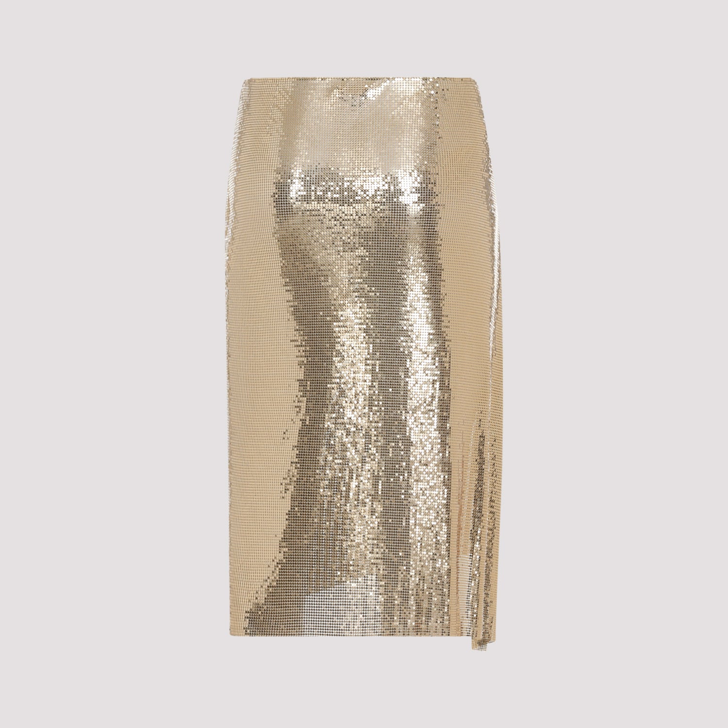 RABANNE Knee-Length Metallic Aluminium Skirt for Men