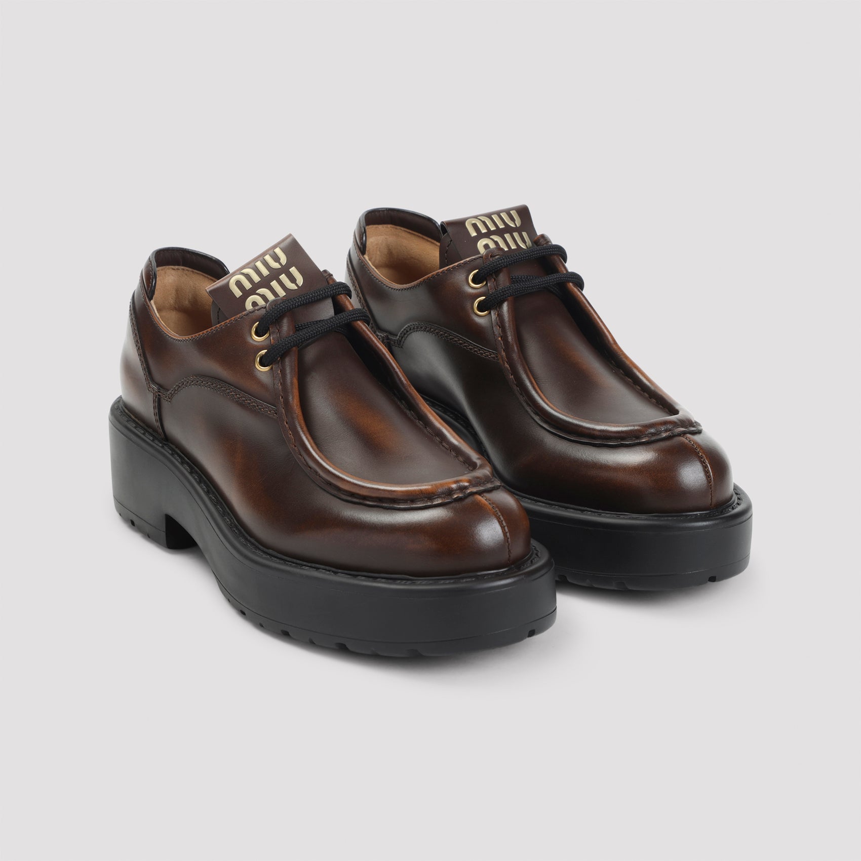 MIU MIU Premium Laced Leather Shoes for Men