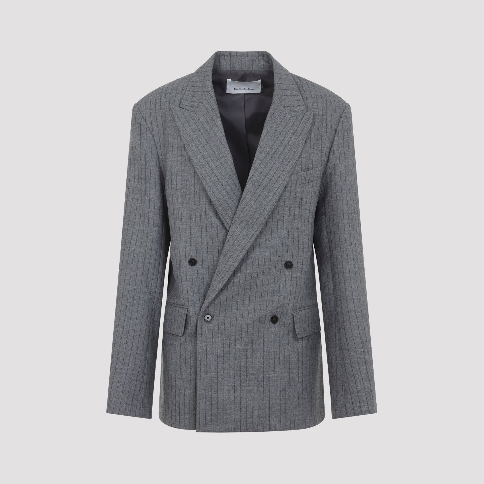 THE FRANKIE SHOP Double Breasted Pinstripe Blazer