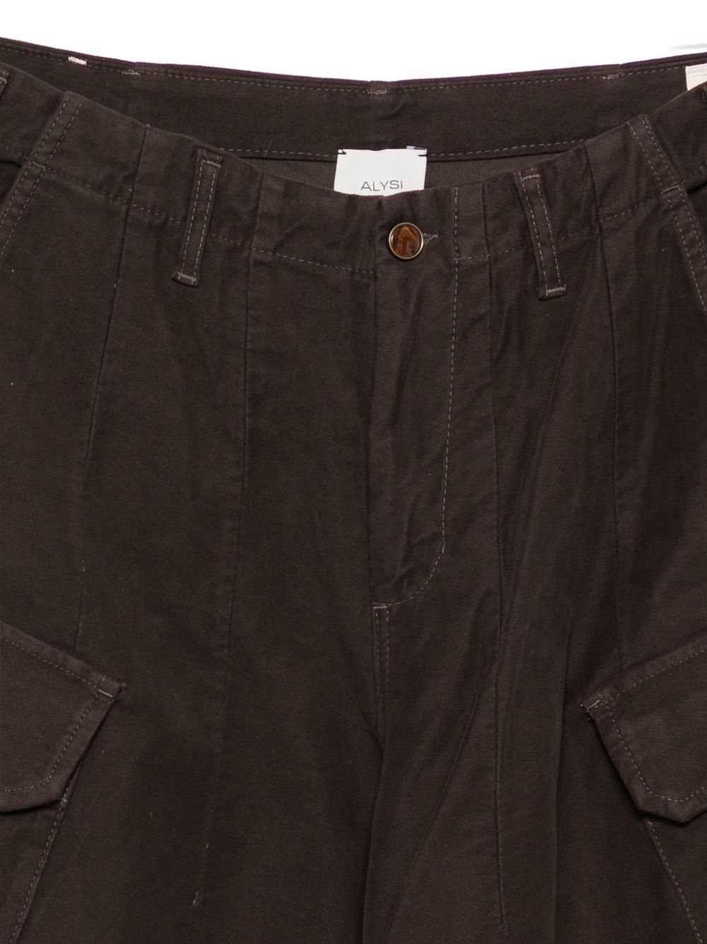 ALYSI Womens Cargo Trousers with Button Fly and Belt Loops