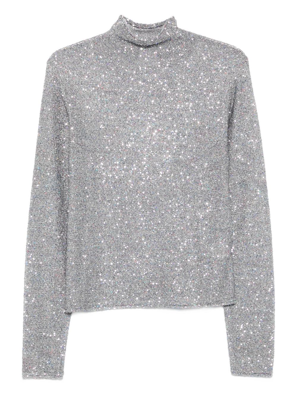 ALYSI Women’s Sequin Embellished Mock Neck Sweater