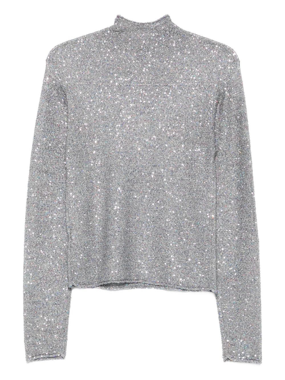 ALYSI Women’s Sequin Embellished Mock Neck Sweater