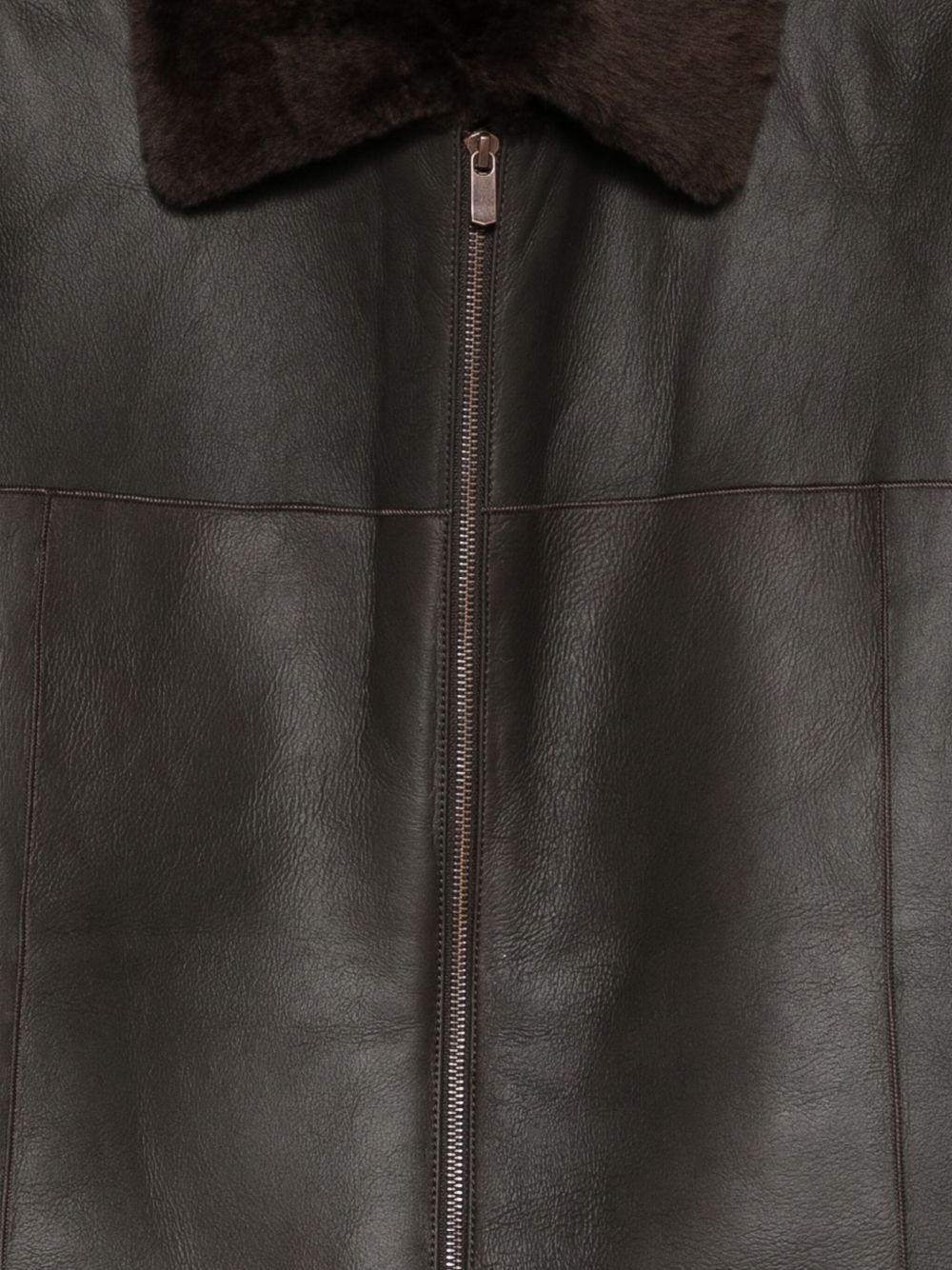 ALYSI Women's Leather Jacket with Shearling Collar