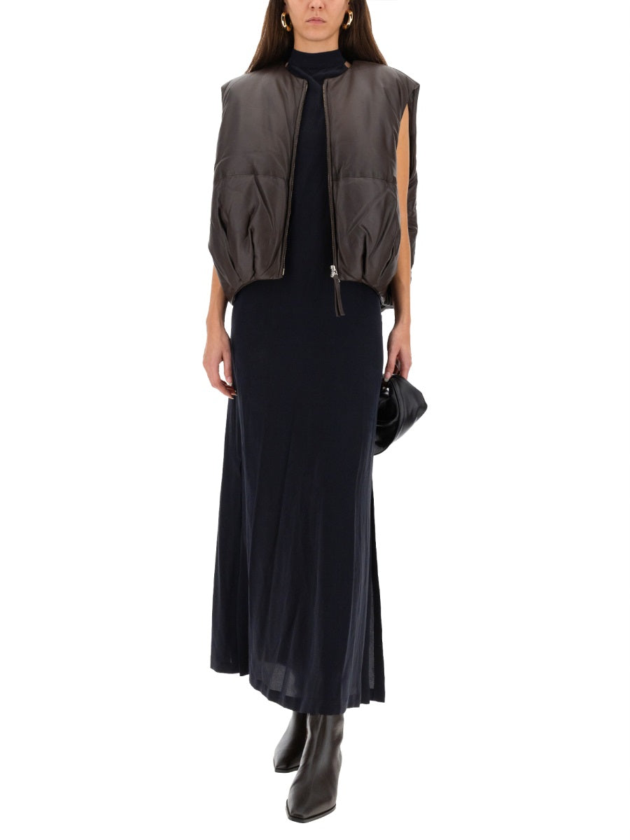 ALYSI Cropped Leather Puffer Vest