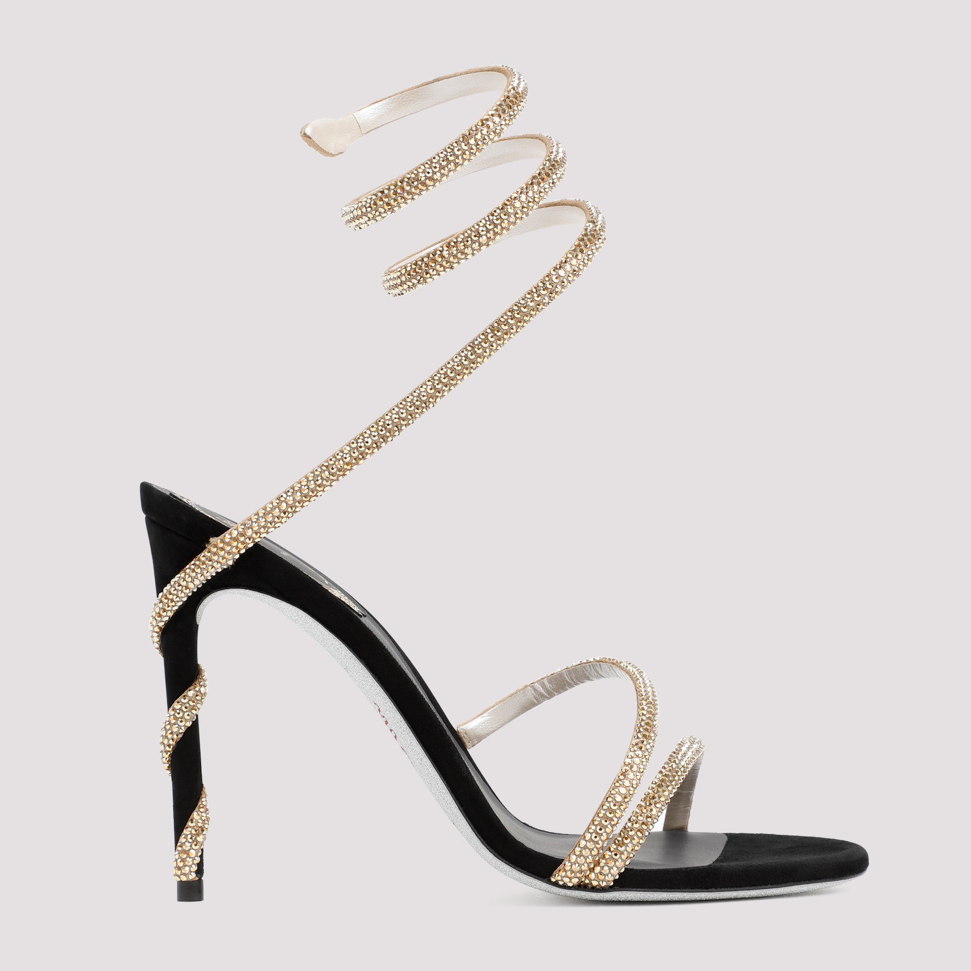 RENE` CAOVILLA Golden Margot Spiral Sandals - 10.5cm Heel Height