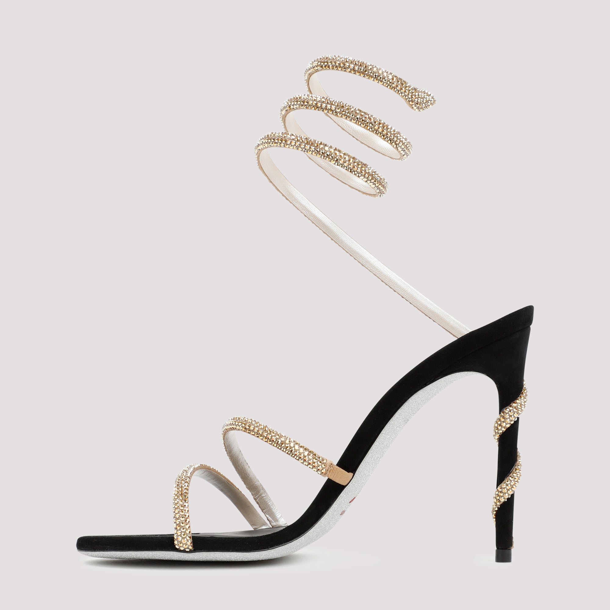 RENE` CAOVILLA Golden Margot Spiral Sandals - 10.5cm Heel Height