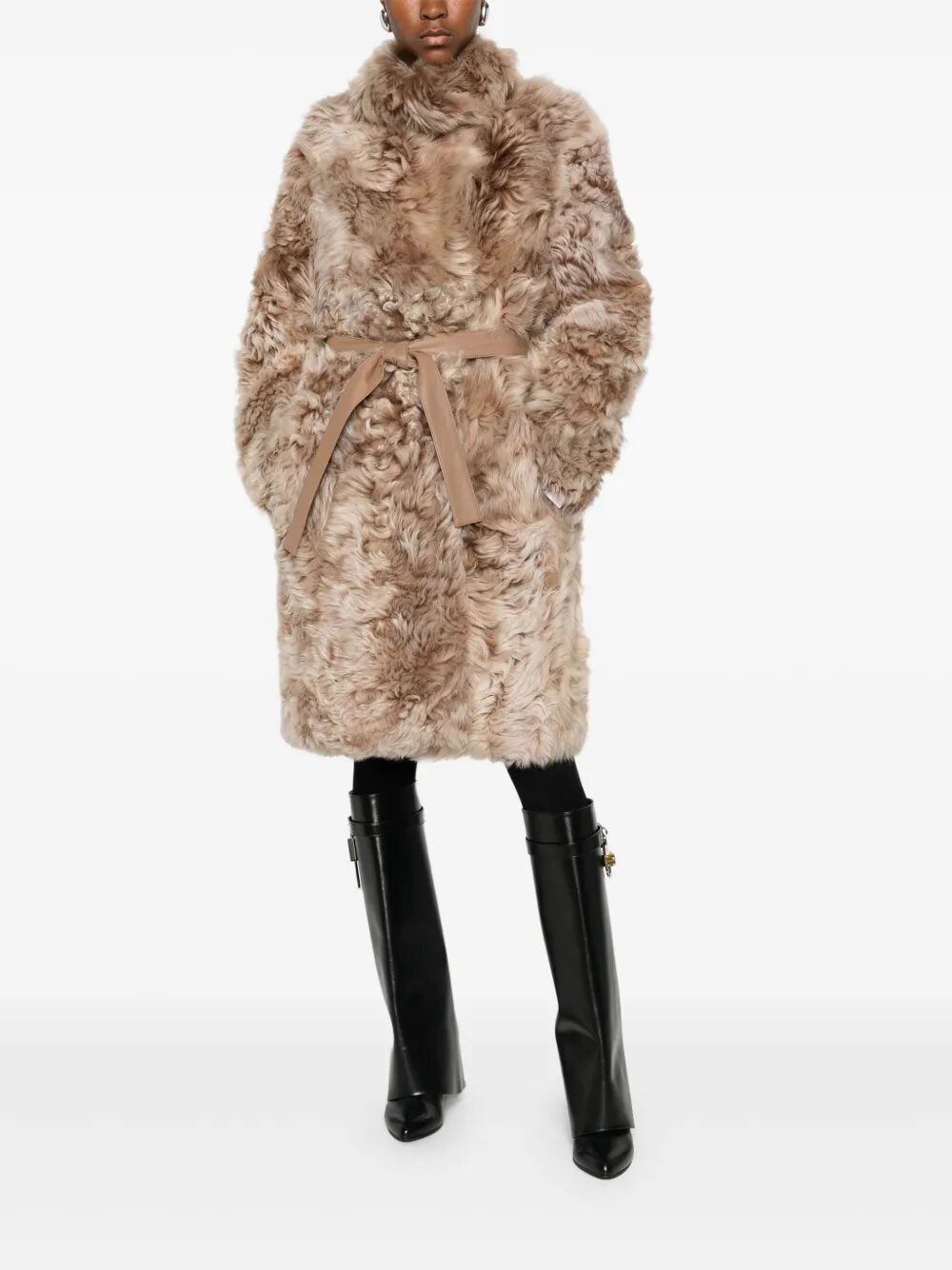 YVES SALOMON Elegant 95CM Lamb Fur Jacket for Women