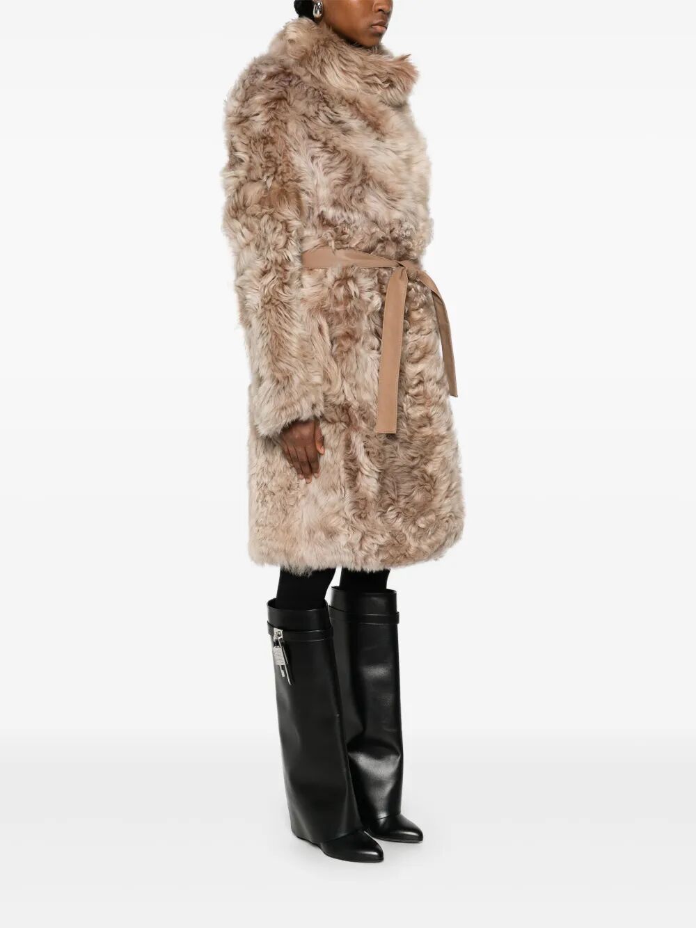 YVES SALOMON Elegant 95CM Lamb Fur Jacket for Women