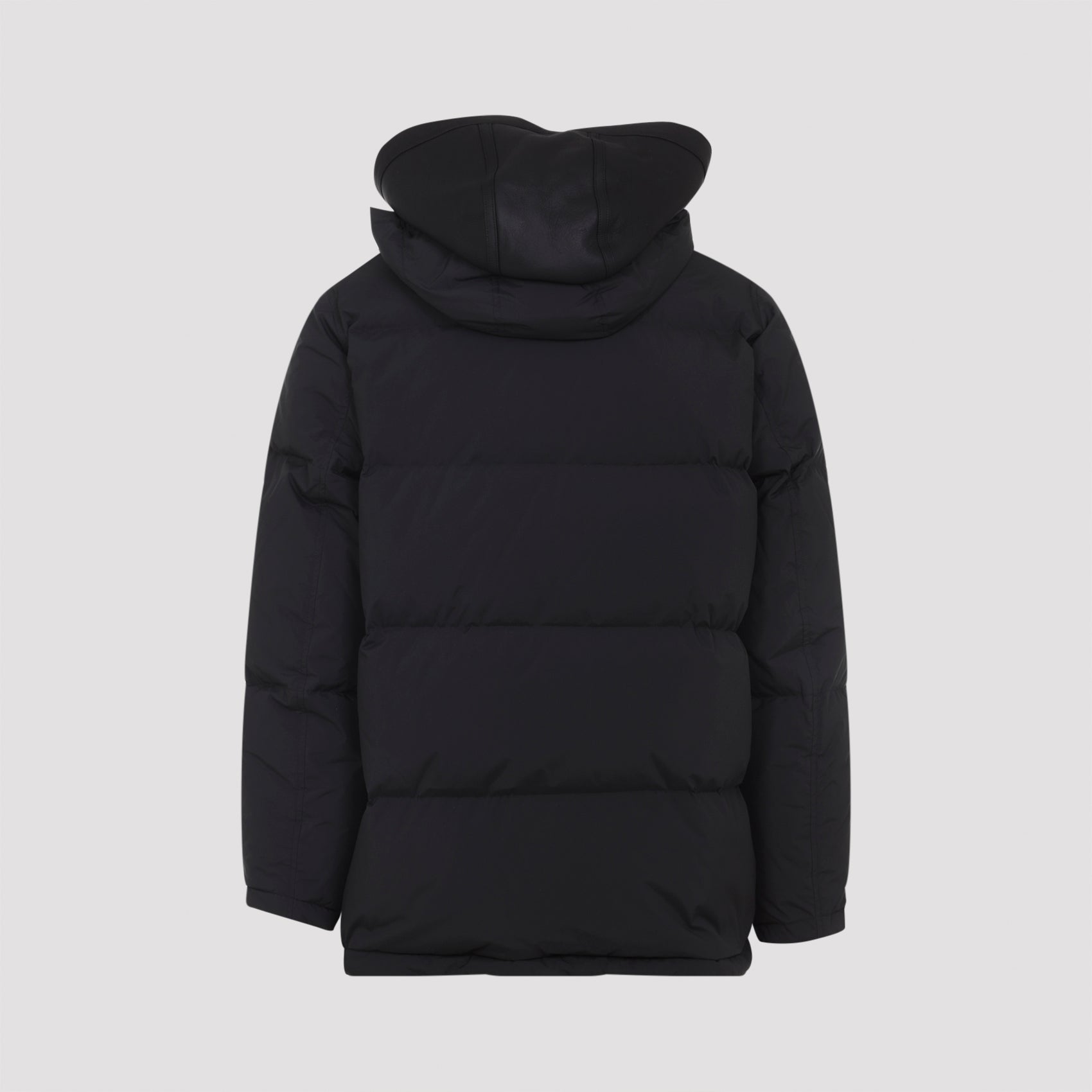 YVES SALOMON Men's Lamb Leather Down Jacket with Detachable Hood