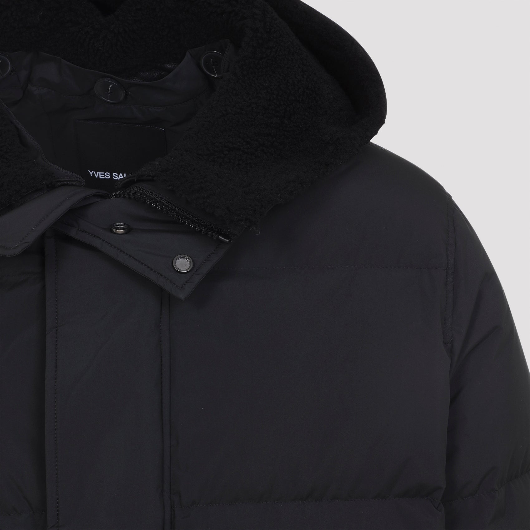 YVES SALOMON Men's Lamb Leather Down Jacket with Detachable Hood