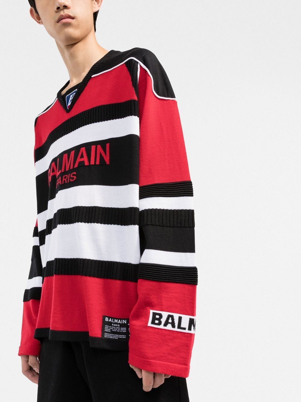 BALMAIN Boxy Bi-Color Sweater