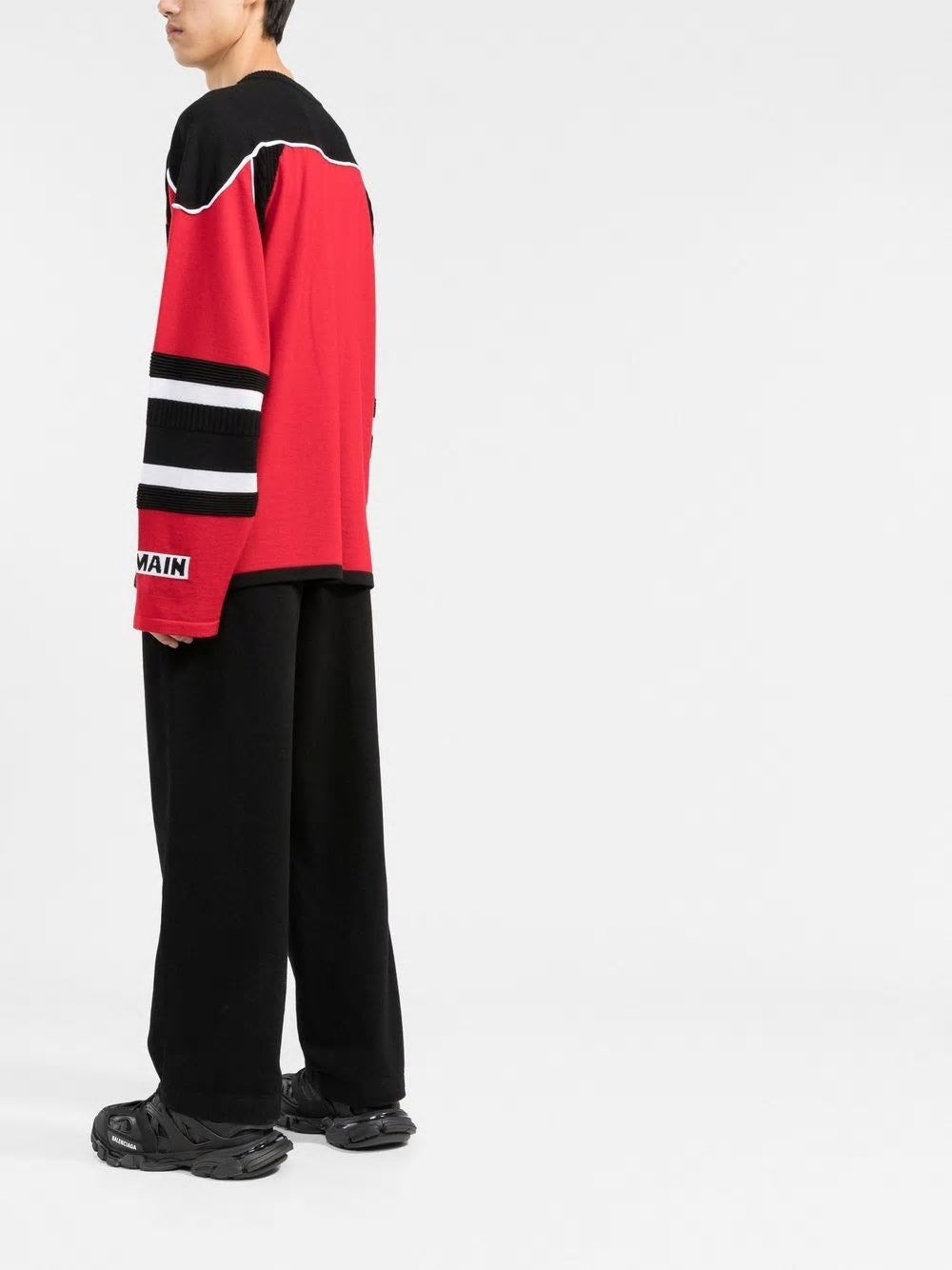 BALMAIN Boxy Bi-Color Sweater