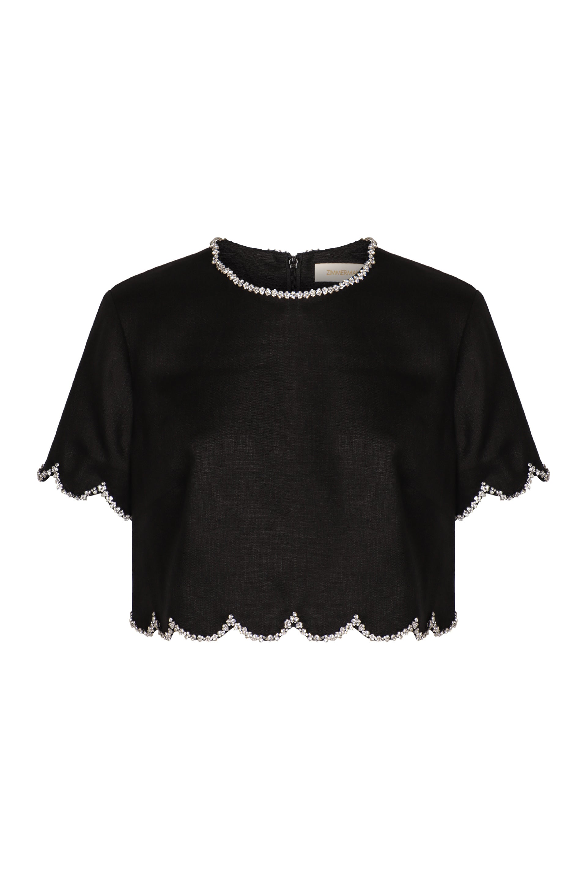 ZIMMERMANN Linen Tank Top with Stone Embellishments - SS25