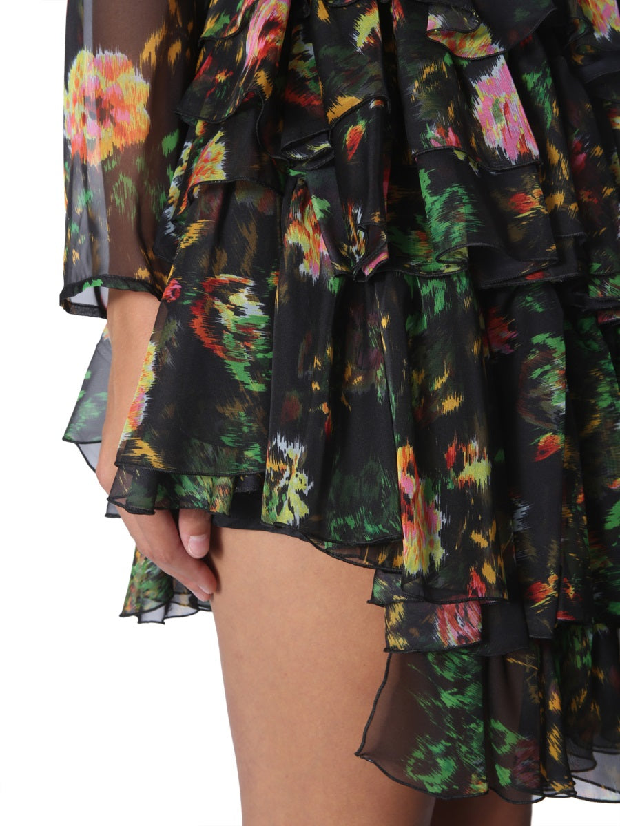 MSGM Asymmetrical Mini Dress with Back Zip Closure
