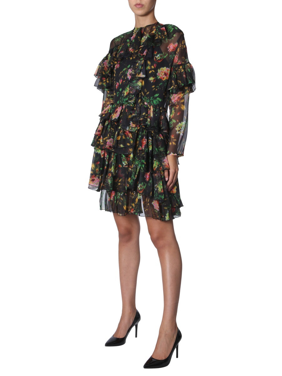MSGM Asymmetrical Mini Dress with Back Zip Closure