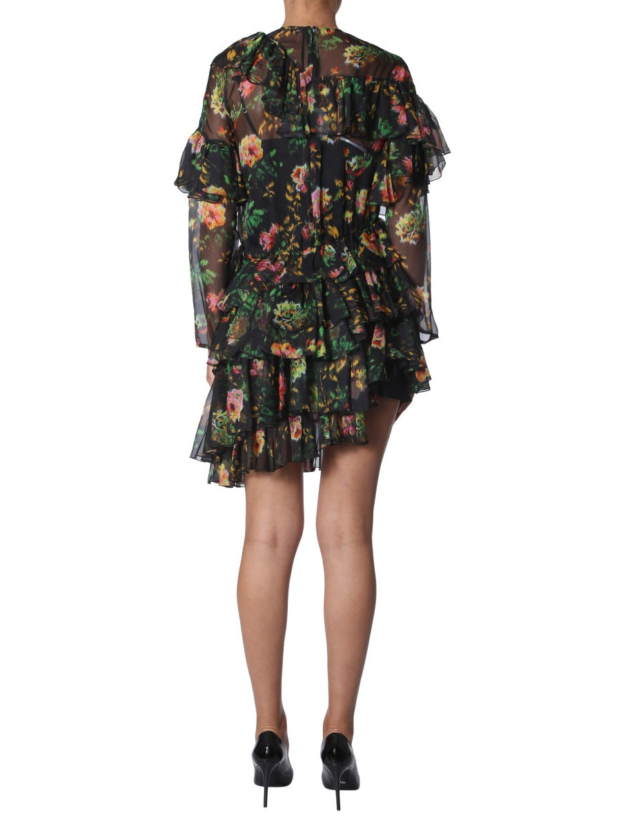MSGM Asymmetrical Mini Dress with Back Zip Closure