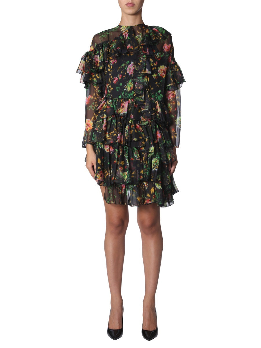 MSGM Asymmetrical Mini Dress with Back Zip Closure