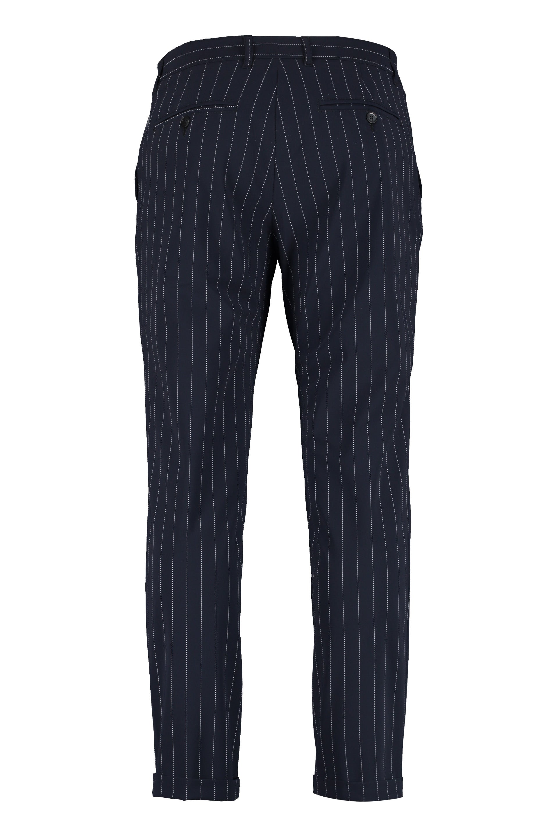 THE (ALPHABET) Stylish Pinstripe Motif Trousers