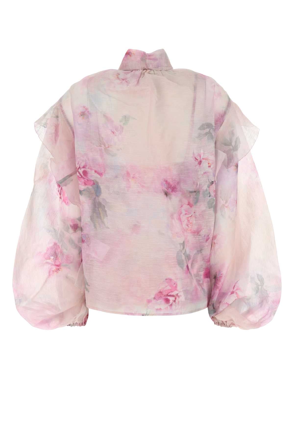 ZIMMERMANN Floral Crush Tie Neck Ruffle Blouse