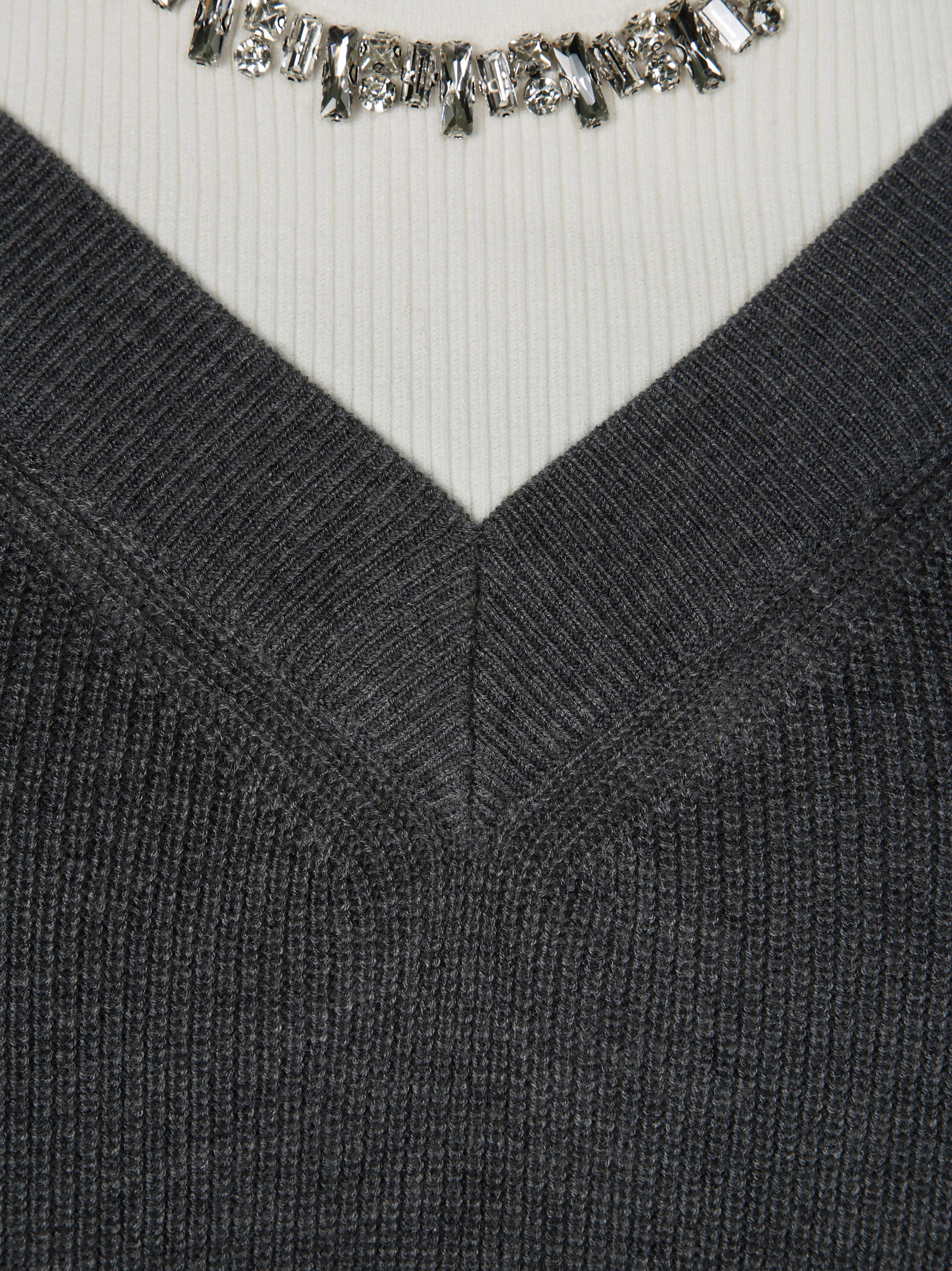 LIUJO Sweater with Tank Top and Jewel Accents