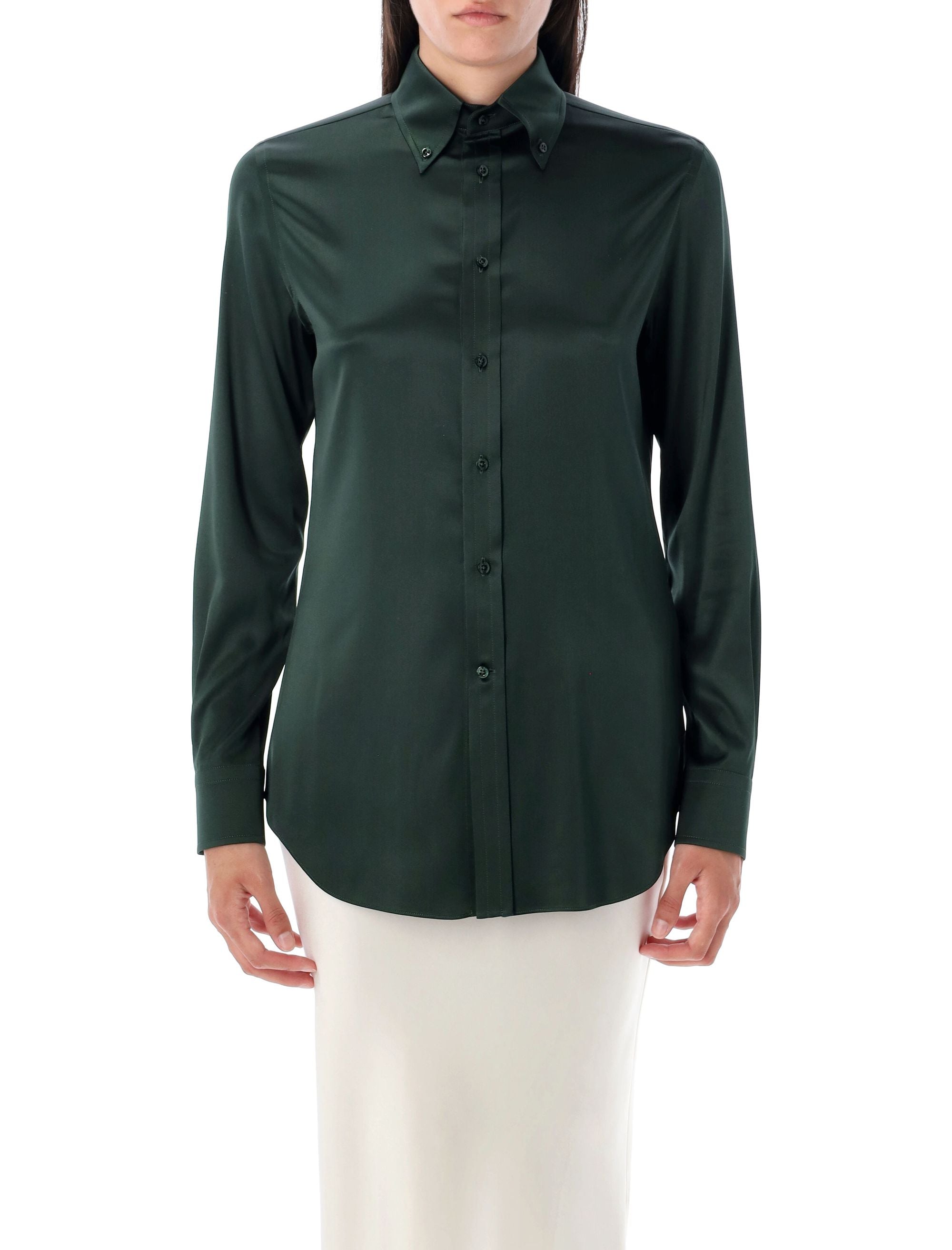 RALPH LAUREN Cameron Straight Fit Silk Shirt - Size 4