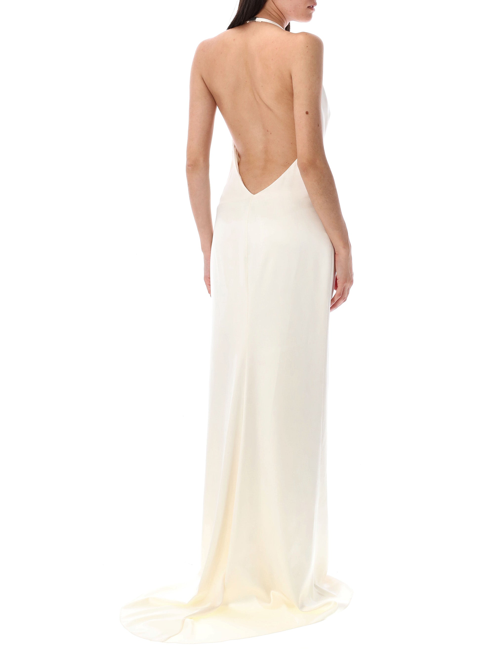 RALPH LAUREN Elegant Satin Gown with Halter Neck - Size 4