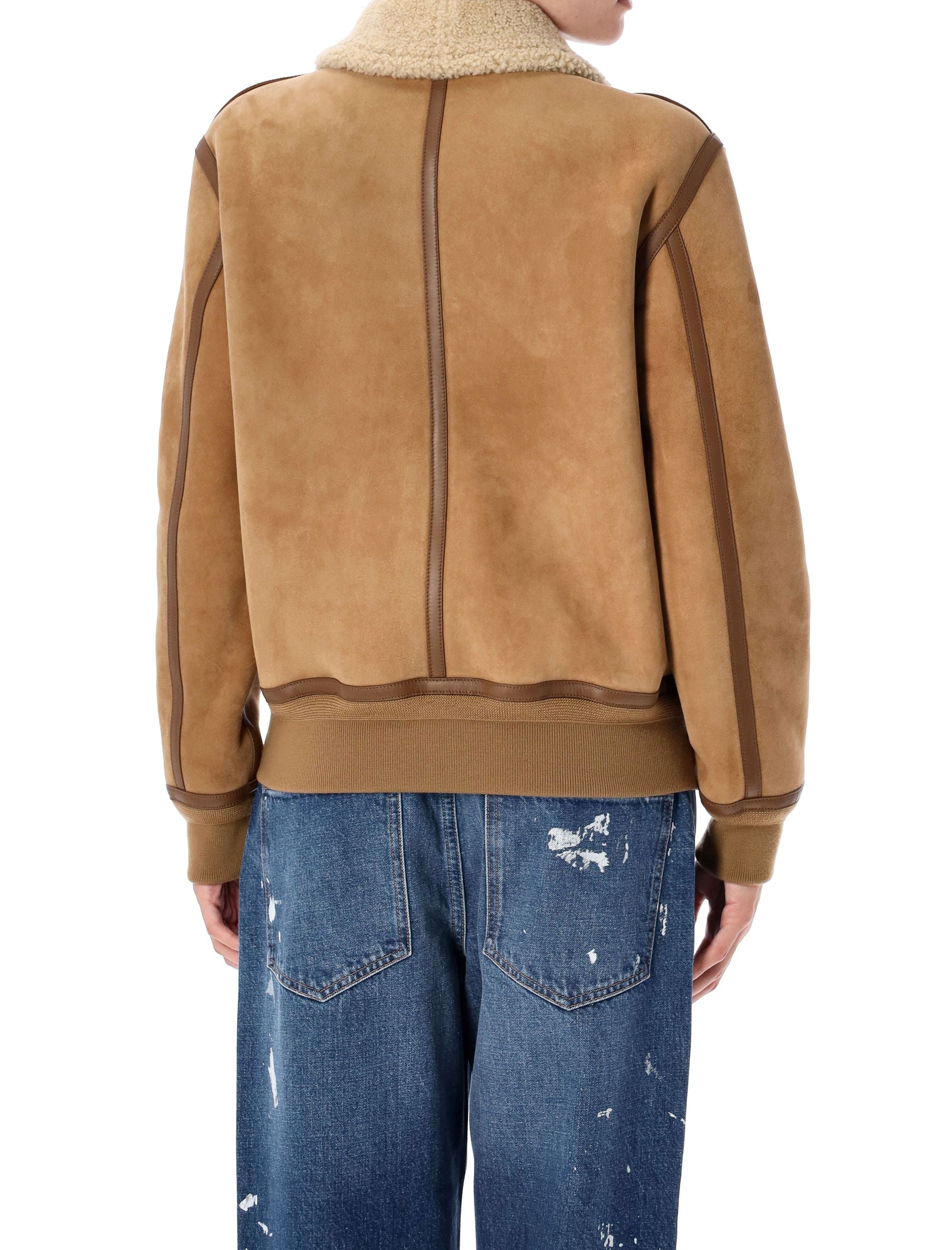 RALPH LAUREN Shearling Jacket with Spread Collar - Size 4