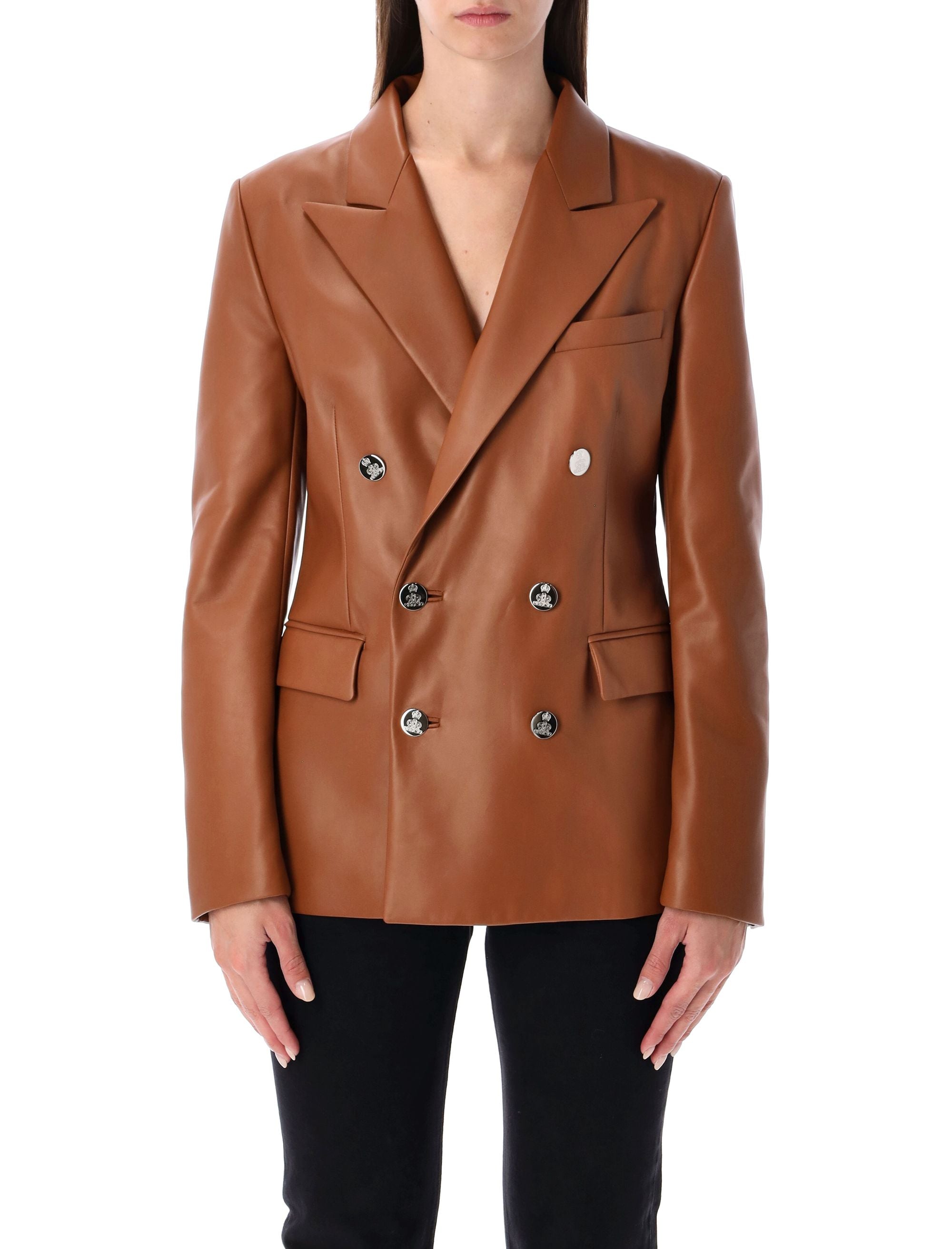 RALPH LAUREN Double-Breasted Leather Blazer - Size 6