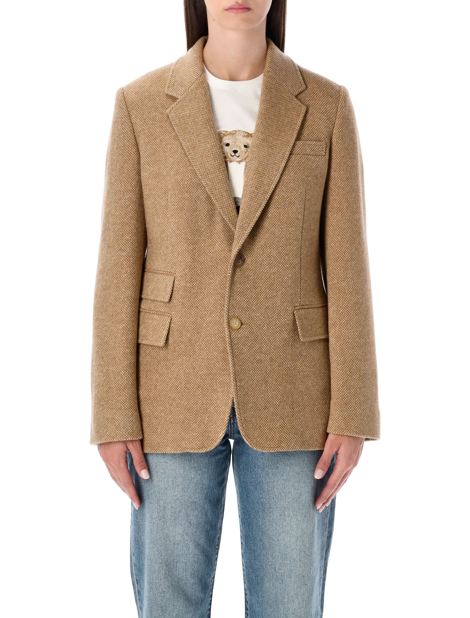 RALPH LAUREN Slim Basket-Weave Tweed Jacket - Size 4