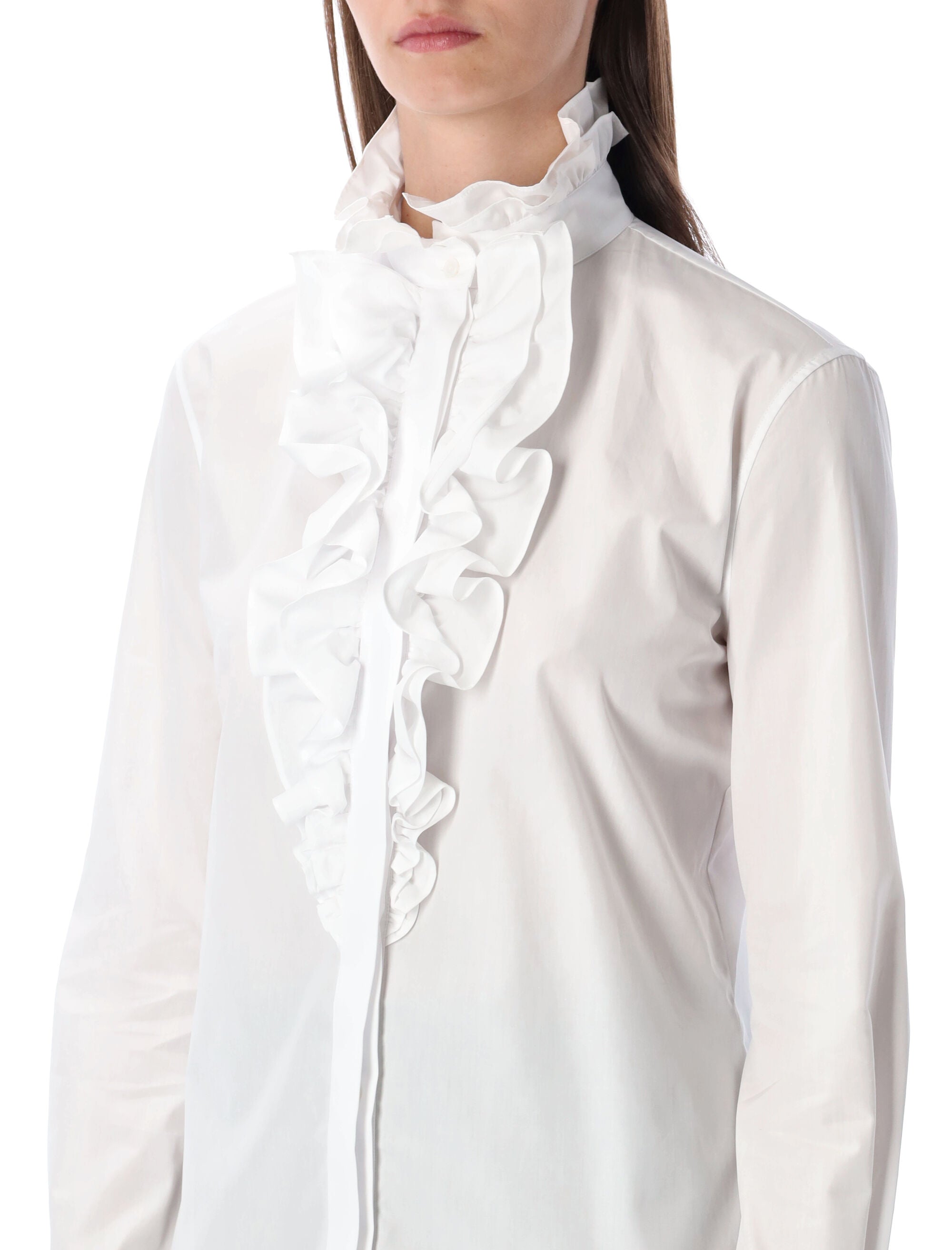 RALPH LAUREN Dolley Cotton Broadcloth Shirt with Ruffles - Size 4