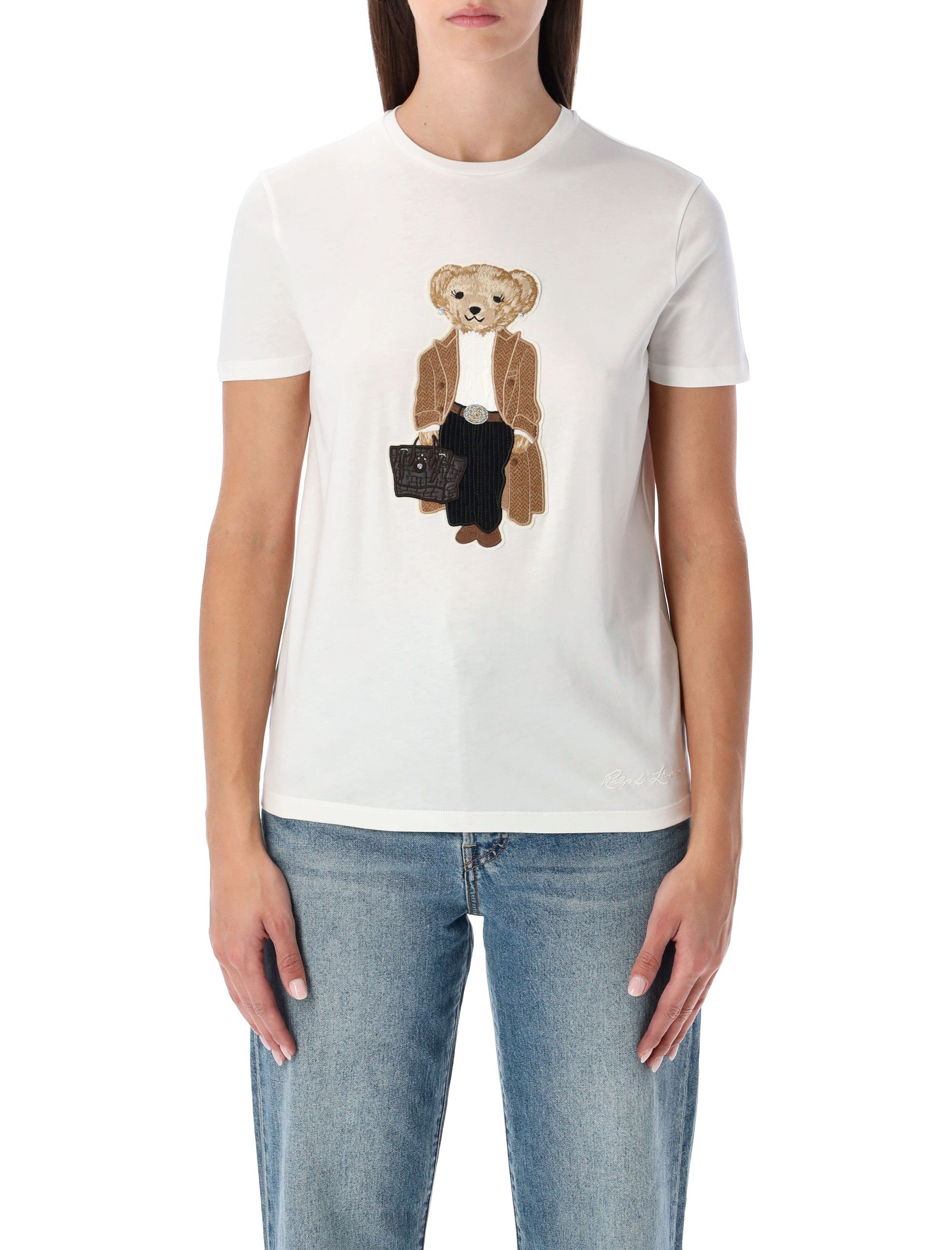 RALPH LAUREN Slim Cotton Polo Bear T-Shirt - Women's Size S