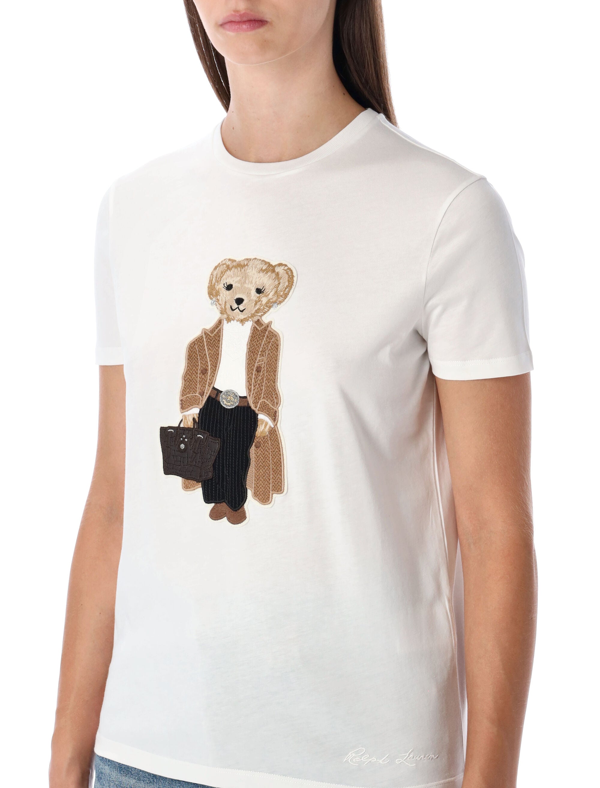 RALPH LAUREN Slim Cotton Polo Bear T-Shirt - Women's Size S