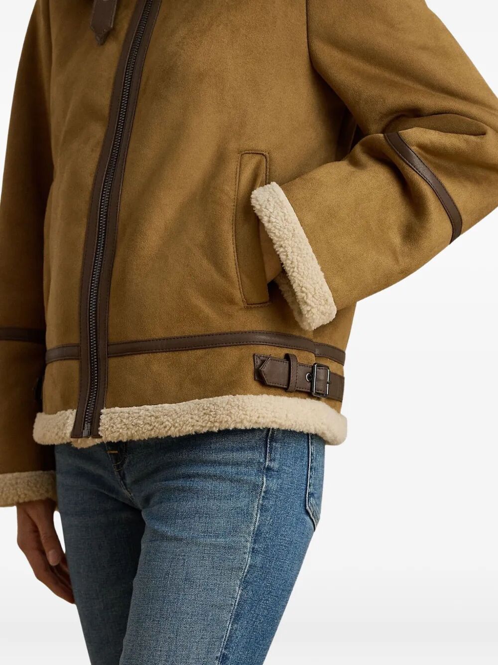 LAUREN RALPH LAUREN Shearling Single-Breasted Jacket