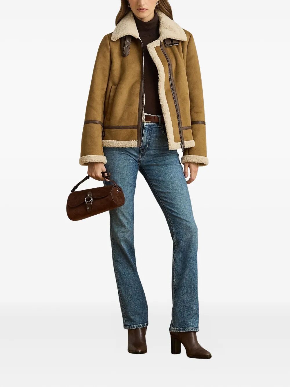 LAUREN RALPH LAUREN Shearling Single-Breasted Jacket