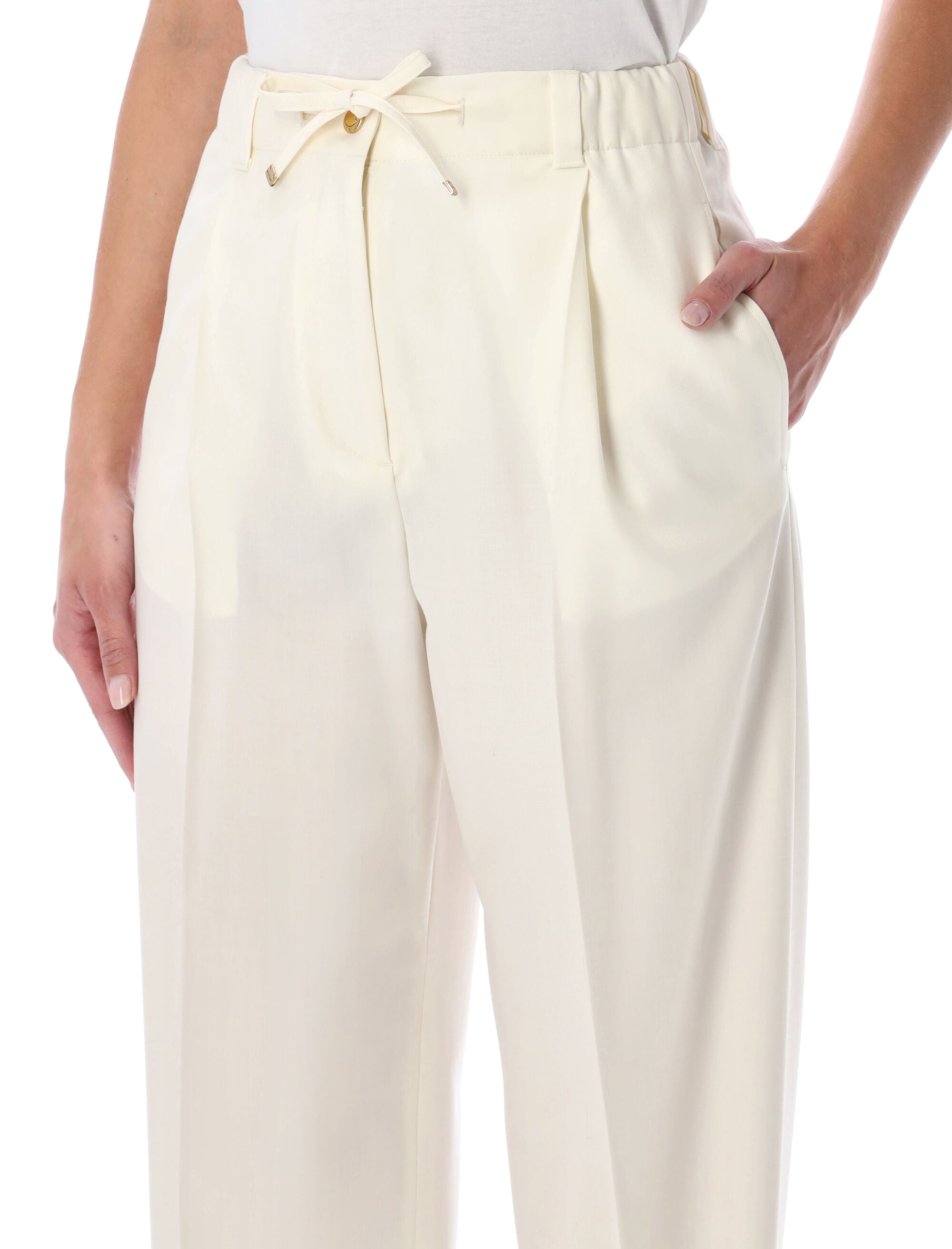 MONCLER Wool Gabardine Tailored Trousers - Size 40