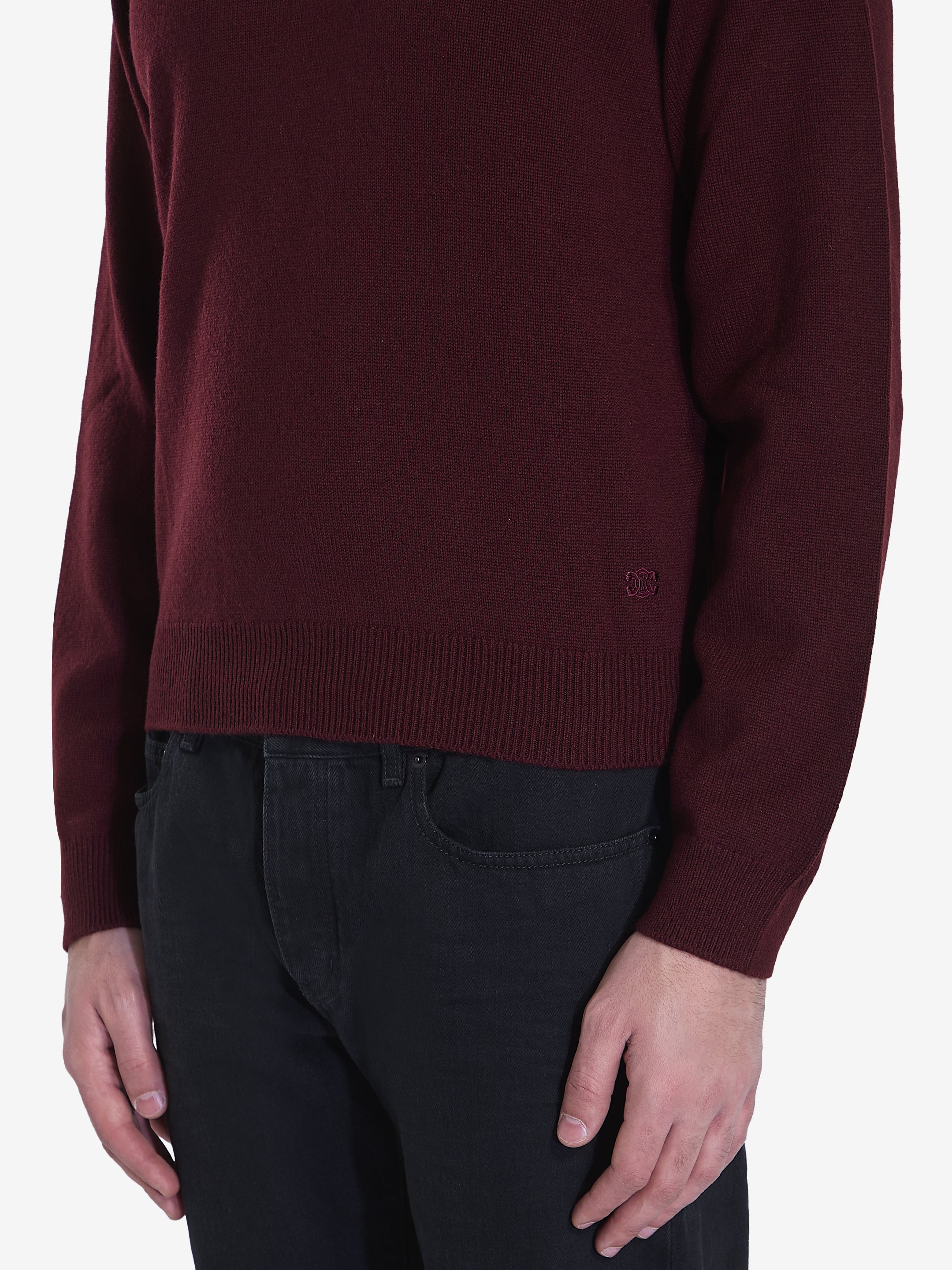 CELINE Crewneck Cashmere Sweater with Embroidered Detail - Size L