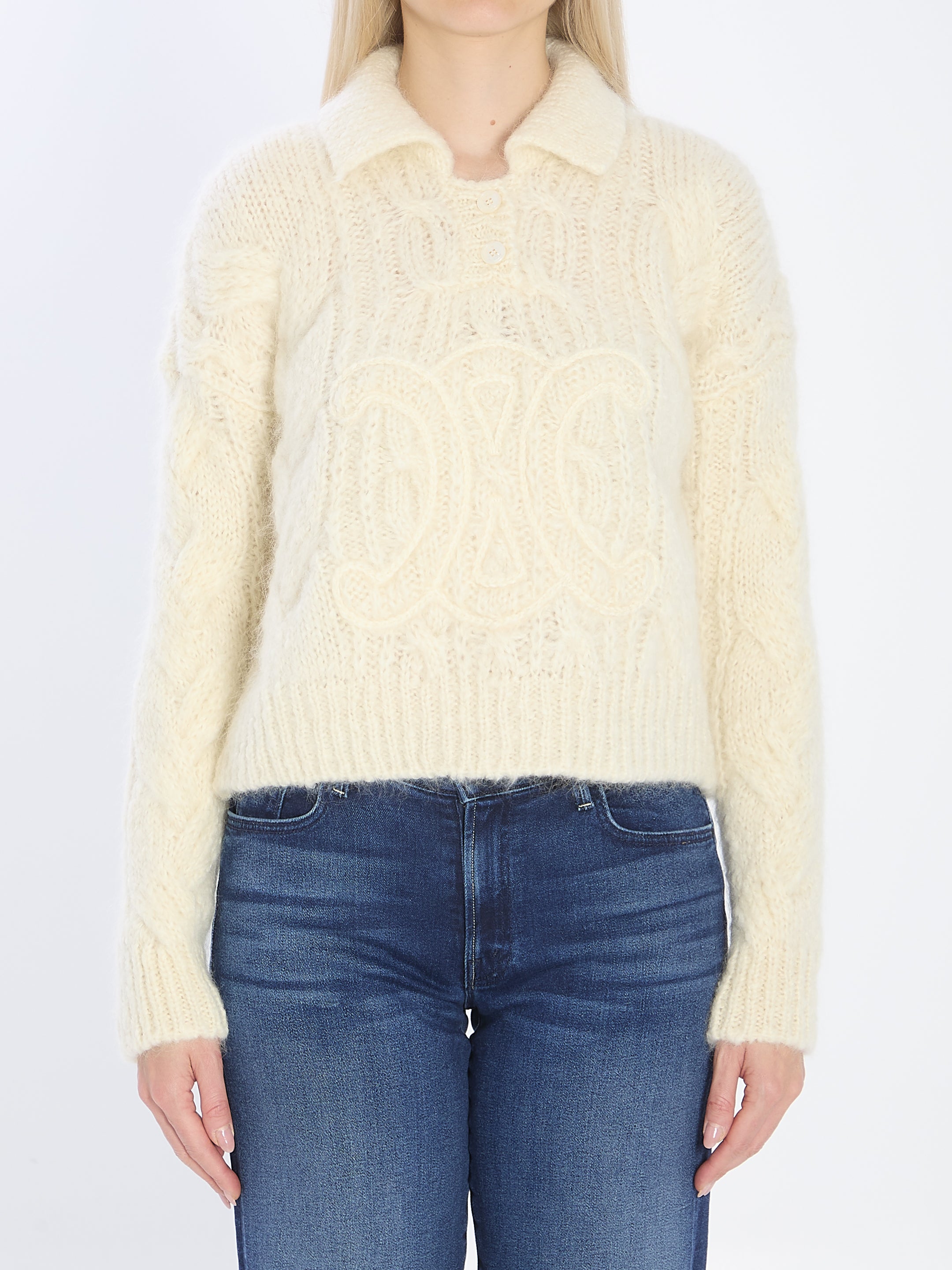 CELINE Women's Mohair and Wool Polo Shirt - Slightly Cropped