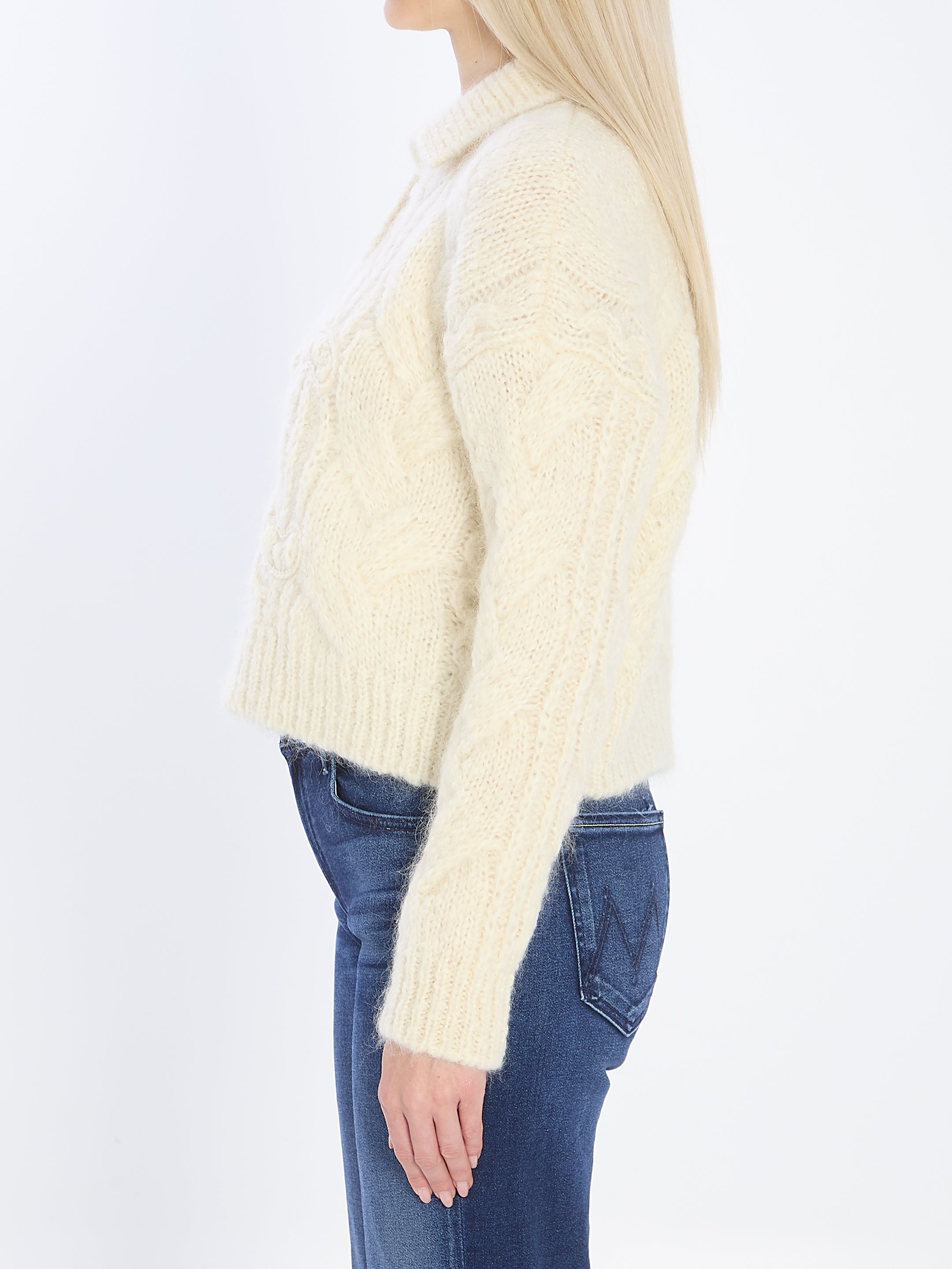 CELINE Women's Mohair and Wool Polo Shirt - Slightly Cropped